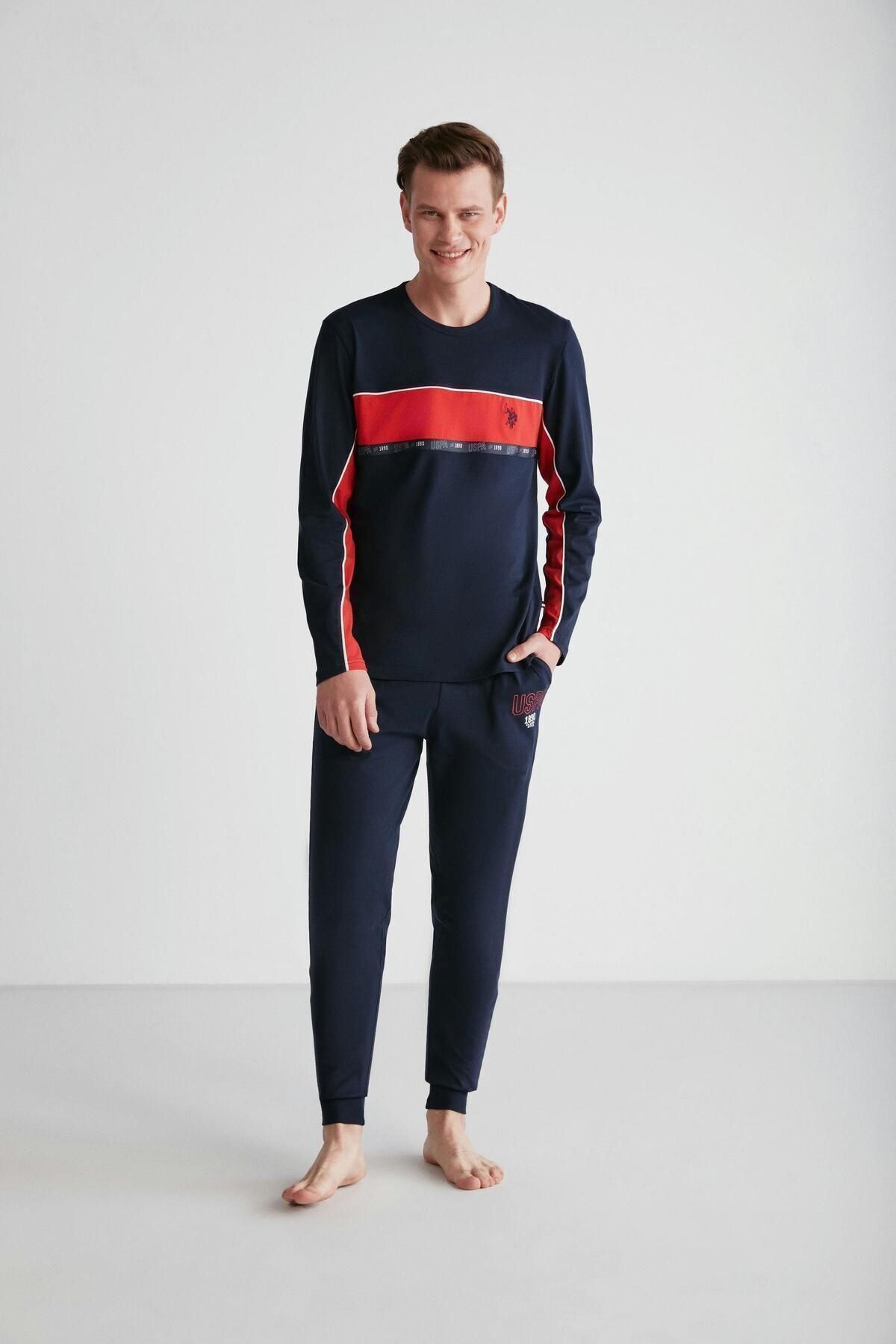 U.S. Polo Assn. U.S. Polo Assn. 18725 Erkek Yuvarlak Yaka Pijama Takım