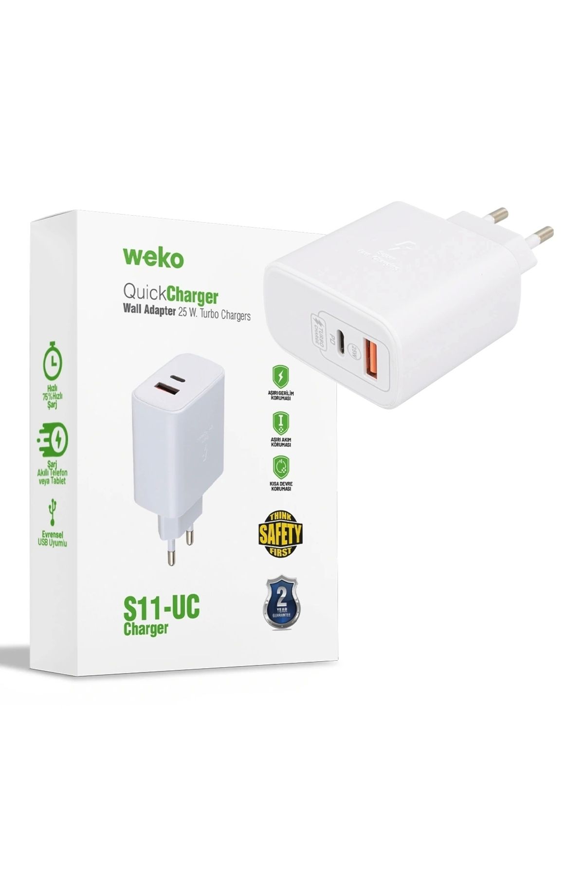 STOREMAX WK-21446 S11-UC 25 WATT 3.0 AMPER TYPE-C + USB ŞARJ BAŞLIK ADAPTÖRÜ (5047)
