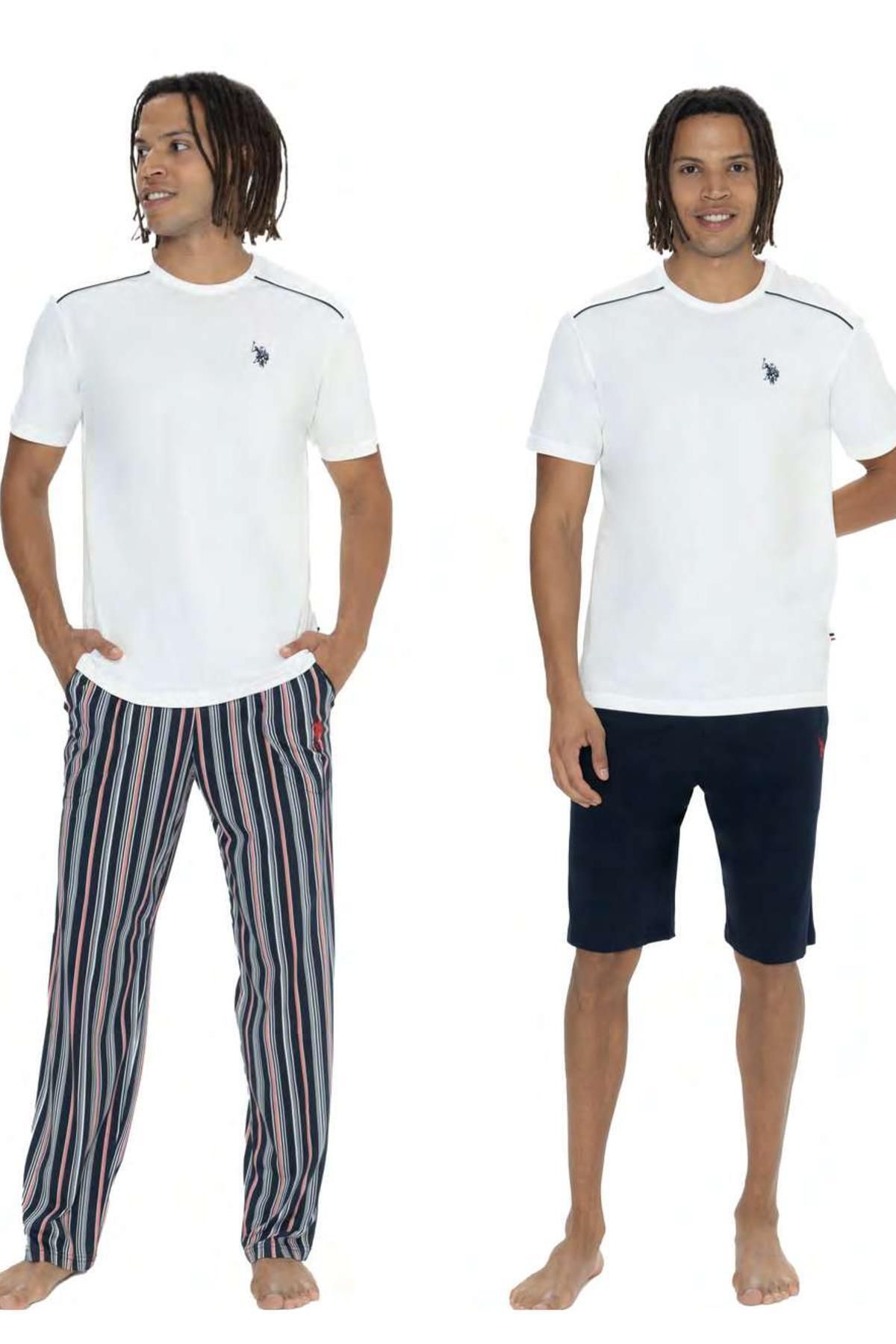 U.S. Polo Assn. U.S. Polo %100 Pamuklu 3'lü Pijama Şort T-shirt Takım
