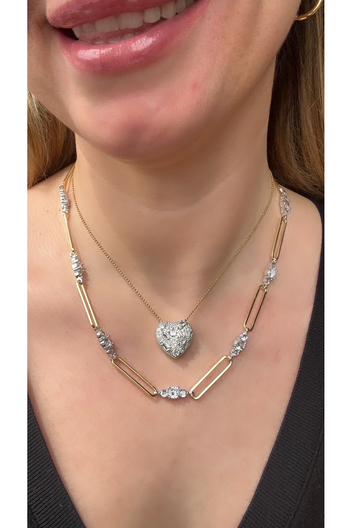 ACCESSORYBYTARZ Taşlı Kalp Çelik Kolye