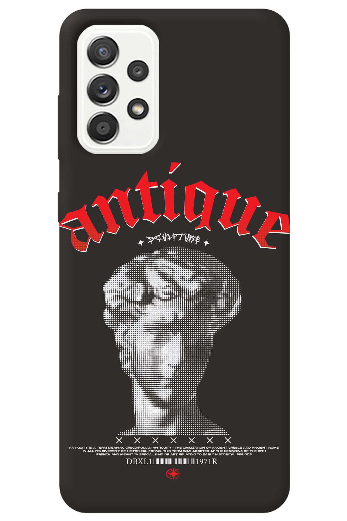 WANNA PROTECT Samsung Galaxy A72 Siyah İçi Kadife Antique Desenli Silikon Telefon Kılıfı