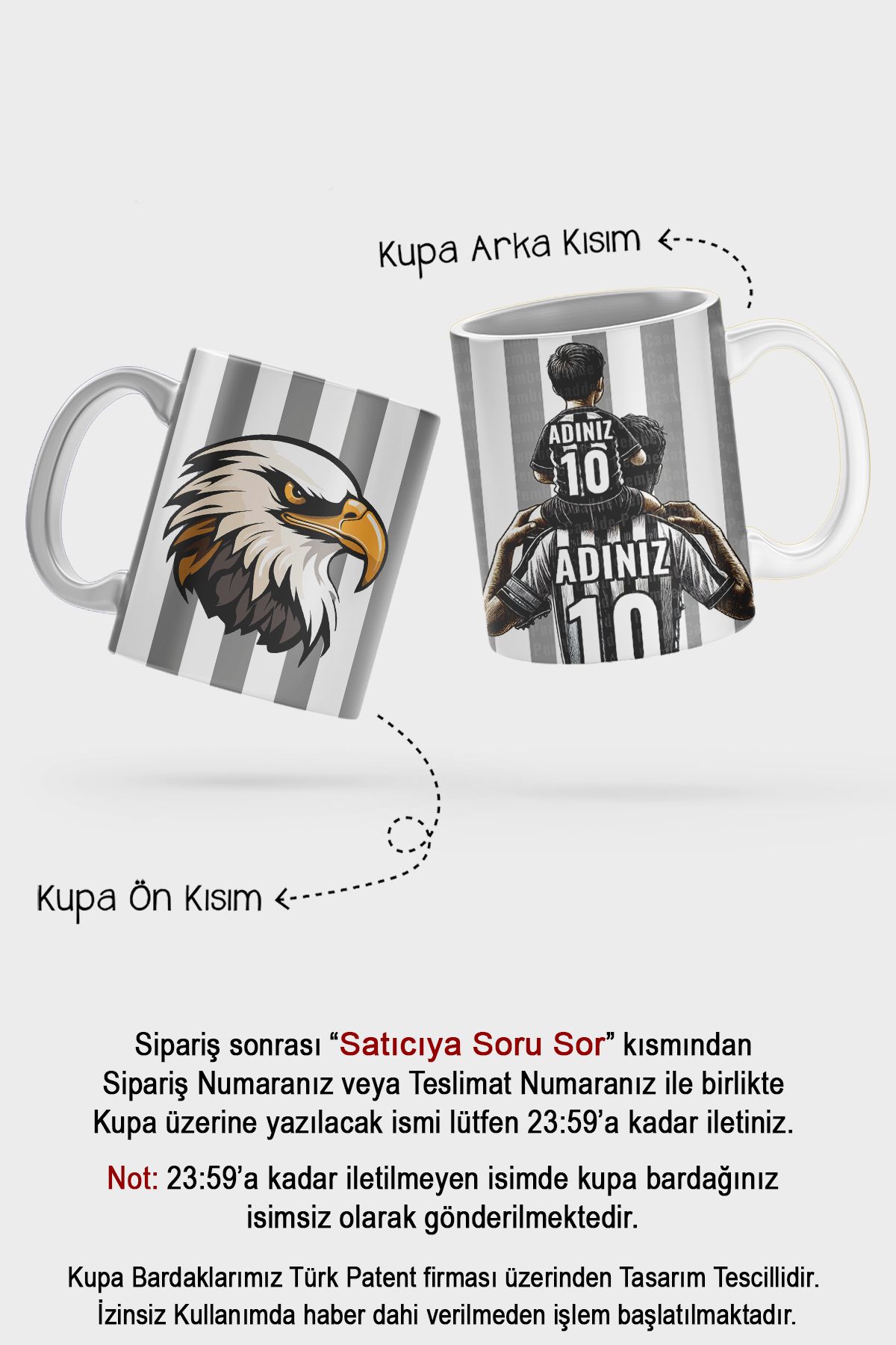 BİBANAPROMOSYON Baba Oğul Çocuk Kişiye Özel Ad Ve Numaralı Kupa Kahve Bardak Isimli Babalar Günü