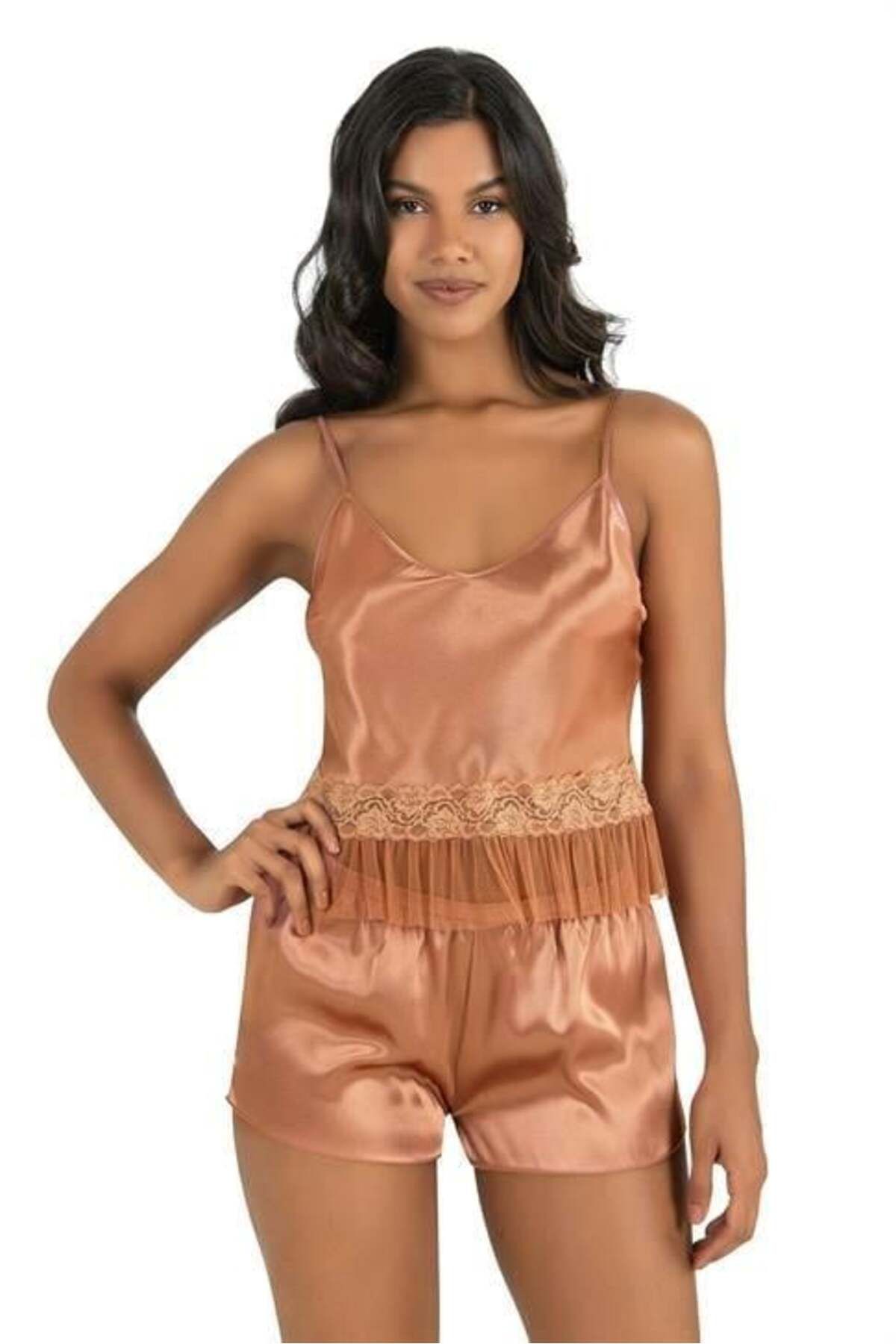 Shop58 Bakır Saten Şort Takımı 9209