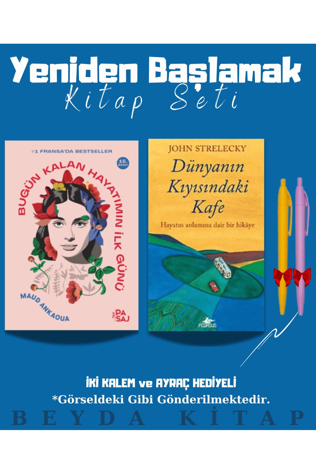 Yan Pasaj Yayınevi Bugün Kalan Hayatımın İlk Günü - Dünyanın Kıyısındaki Kafe - Kitap Seti - Kalemli