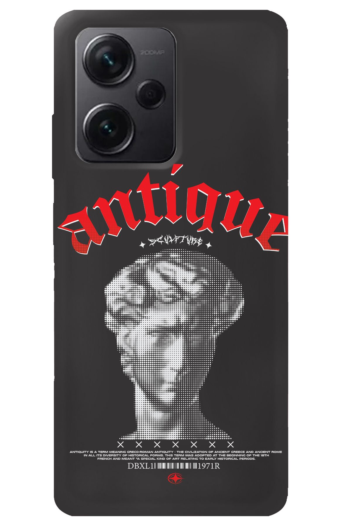WANNA PROTECT Xiaomi Redmi Note 12 Siyah İçi Kadife Antique Desenli Silikon Telefon Kılıfı