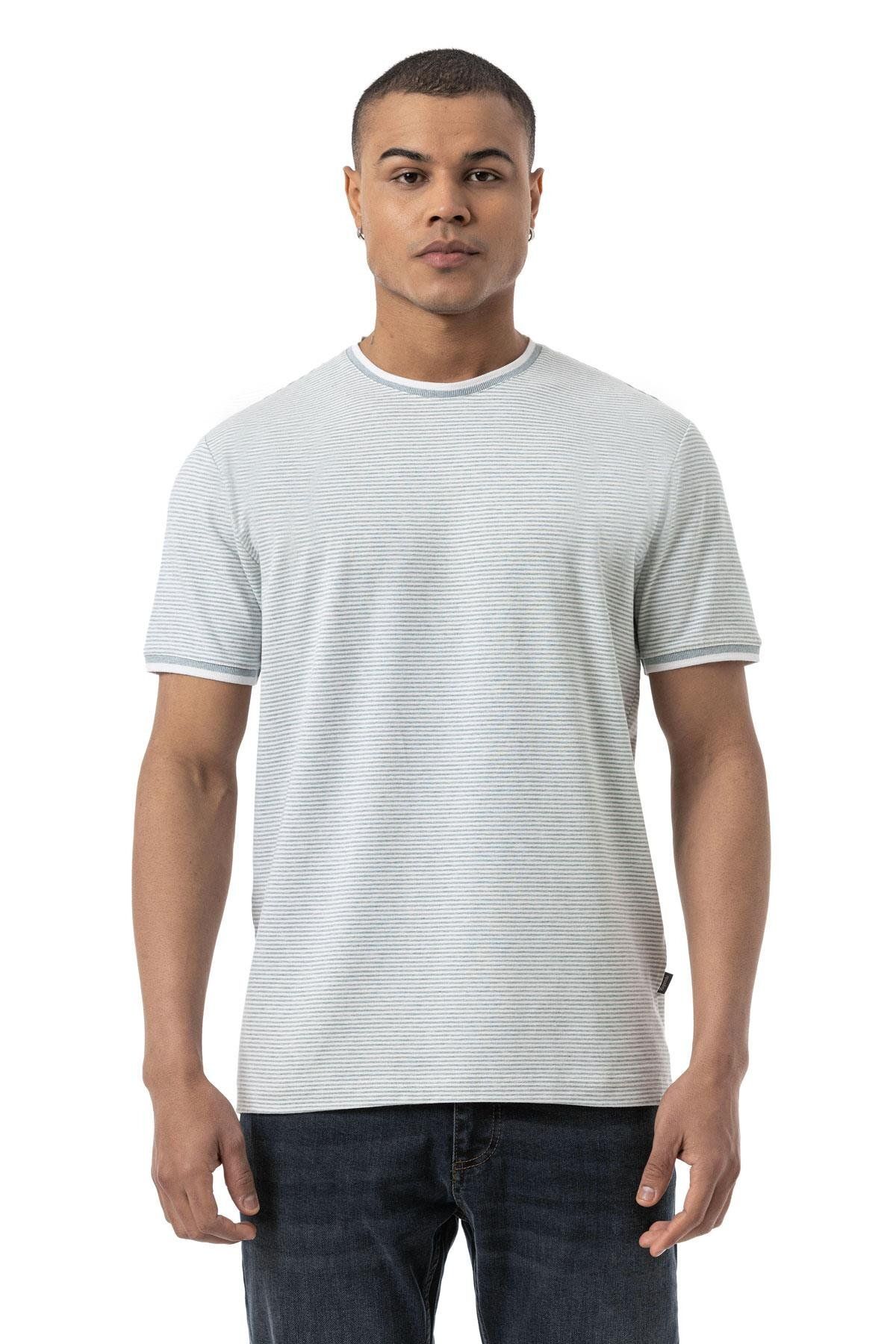 rugatchi Yatay Çizgili Bisiklet Yaka T-Shirt