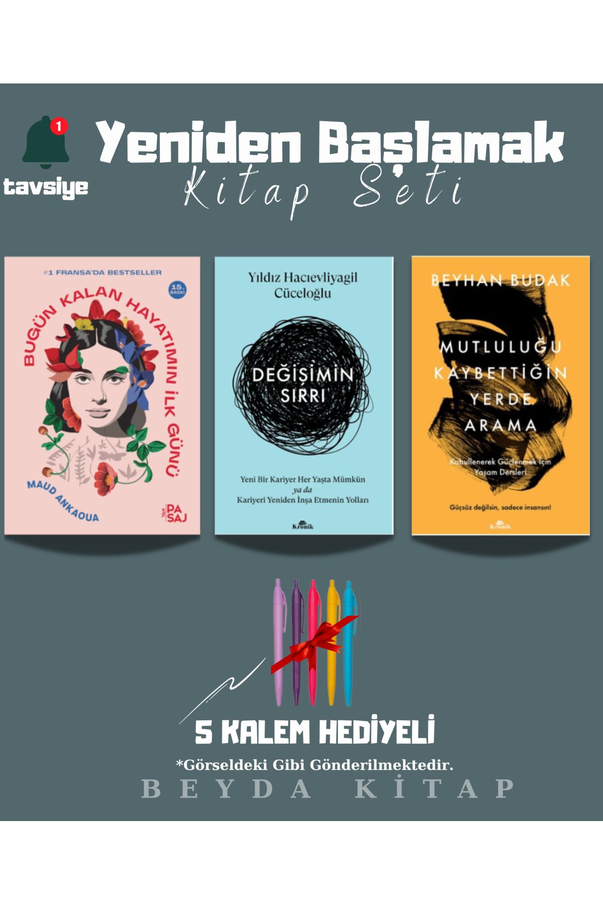 Yan Pasaj Yayınevi Bugün Kalan Hayatımın İlk Günü - Değişimin Sırrı - Mutluluğu Kaybettin Yerde Arama - Kalemli