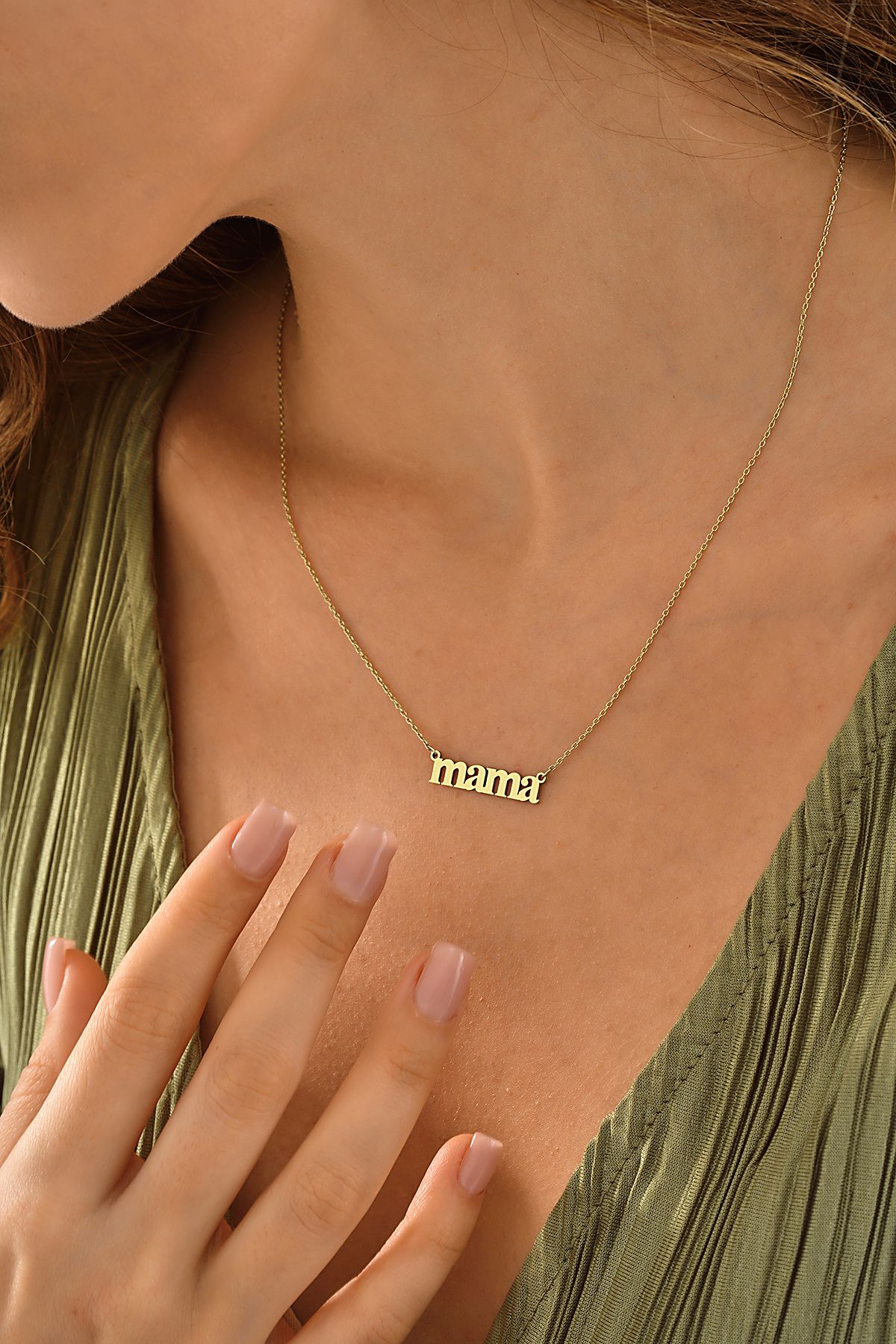 Klart Jewellery Mama yazılı Gümüş kolye 925 ayar Gümüş kolye Anne yazılı Gümüş kolye