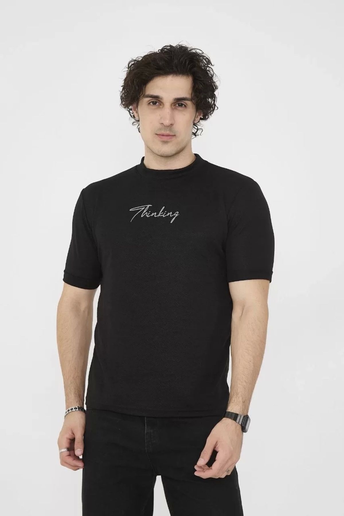 CVS Unisex Bisiklet Yaka Slim fit T-Shirt- Siyah