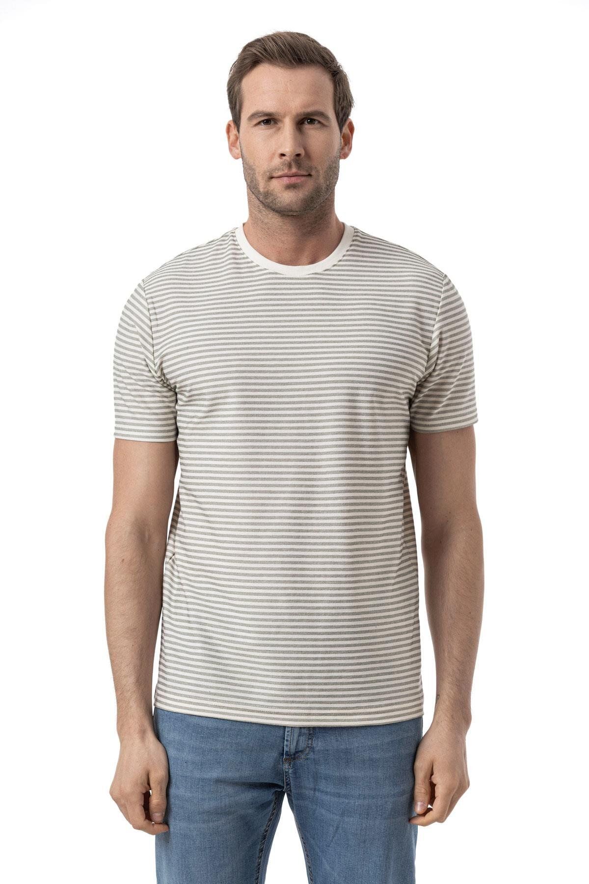 rugatchi Yatay Çizgili Bisiklet Yaka T-Shirt