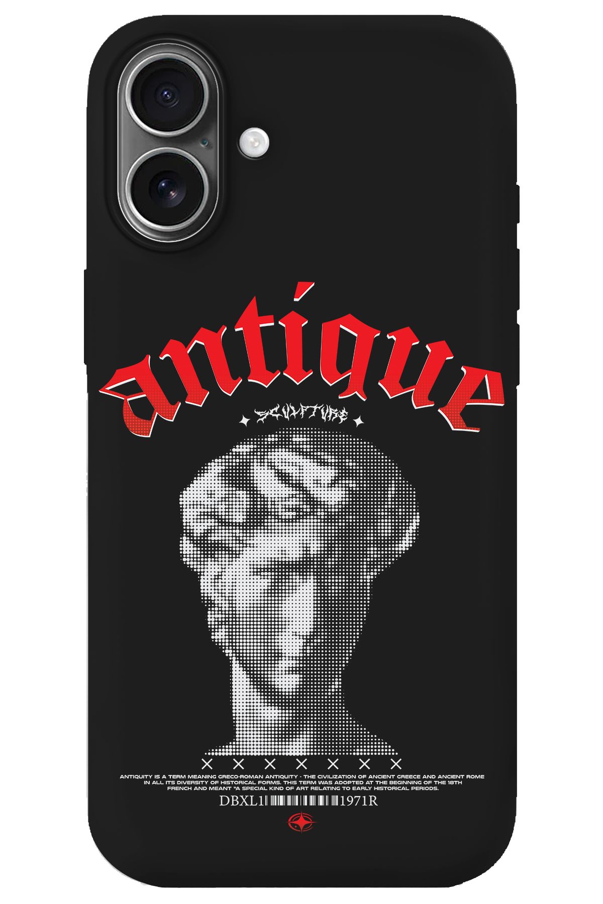 WANNA PROTECT iPhone 16 Siyah İçi Kadife Antique Desenli Silikon Telefon Kılıfı