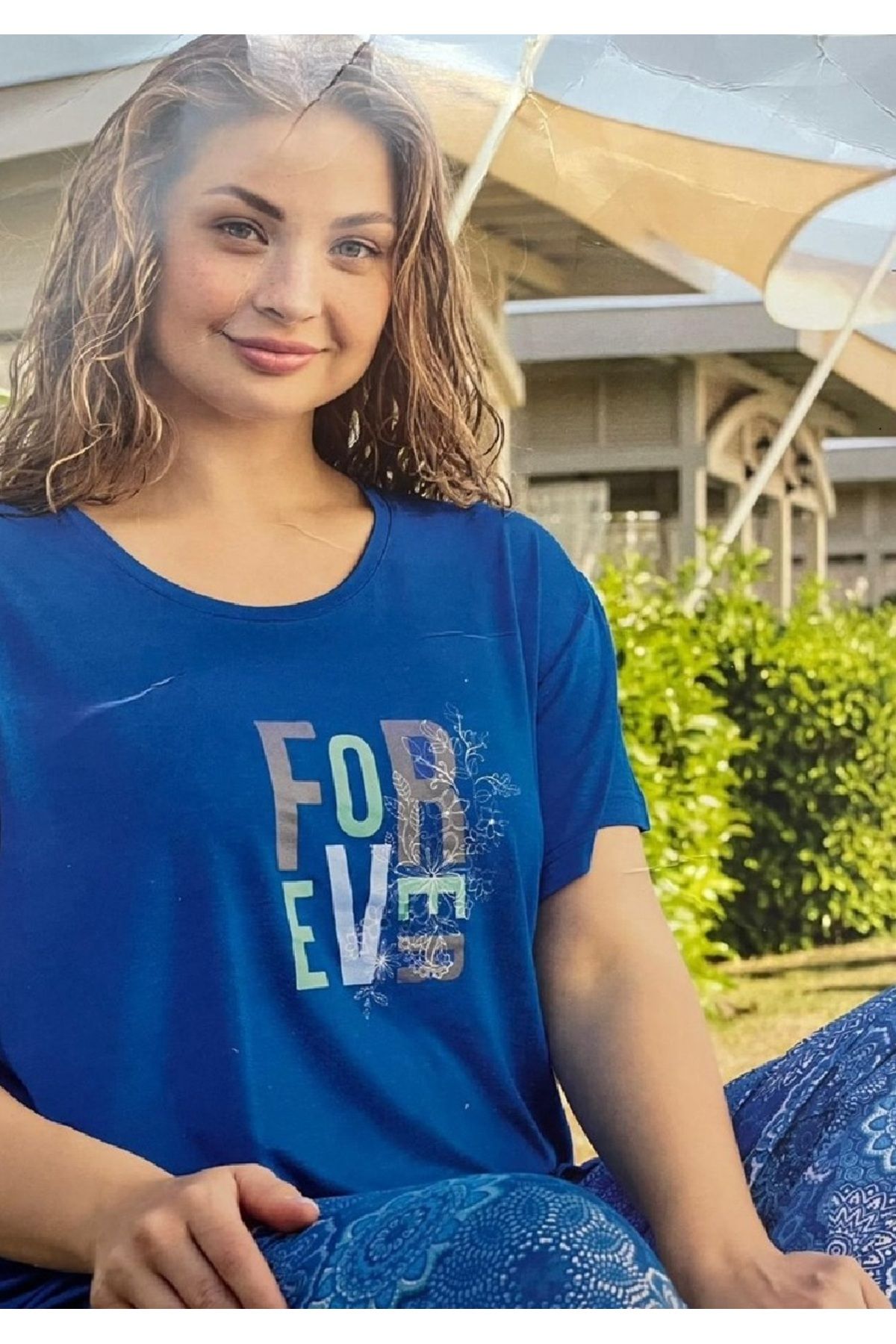 AYDOĞAN HOME Aydoğan 19105 Kadın Viskon Battal Beden Pijama Takımı Kısa Kollu