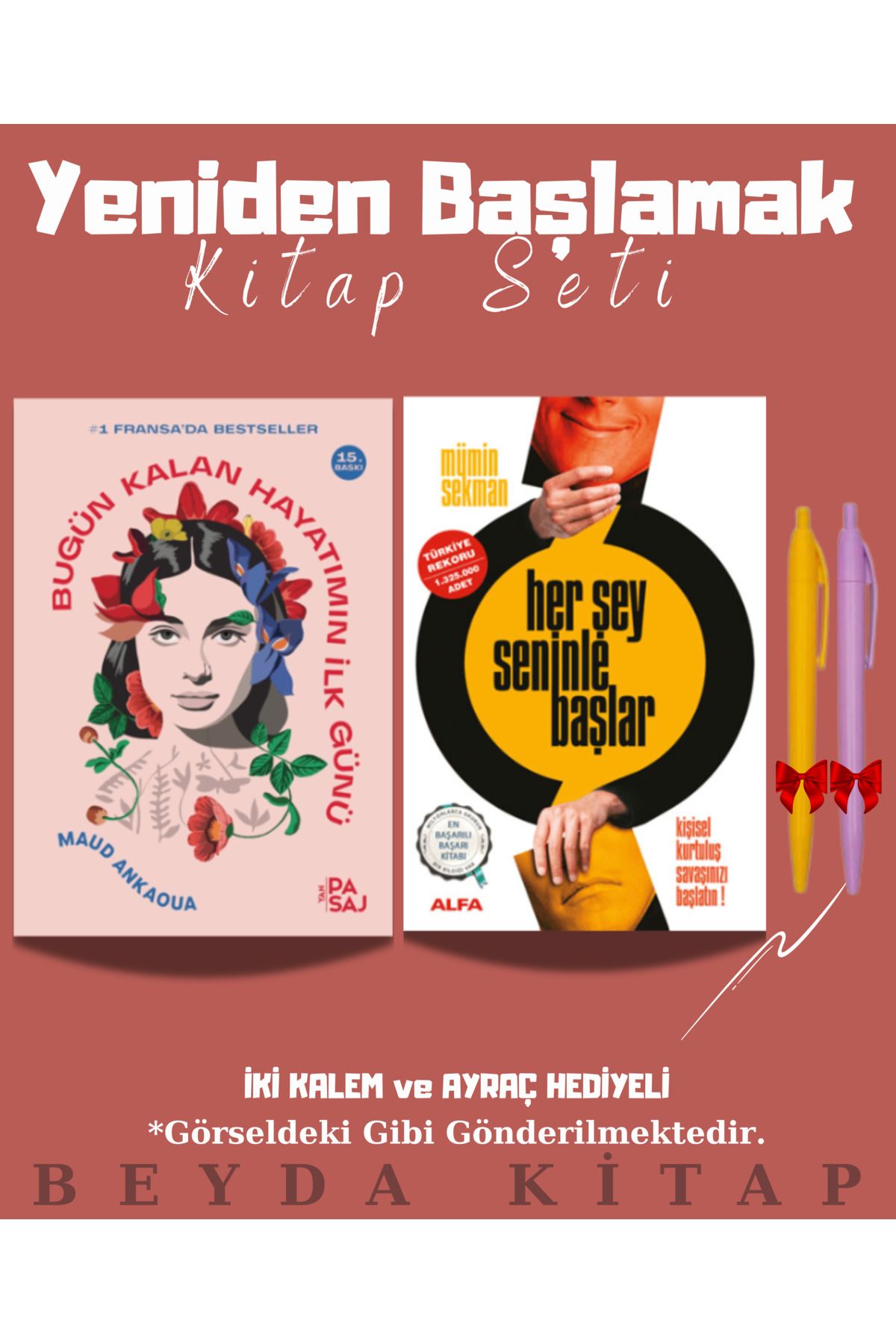 Yan Pasaj Yayınevi Bugün Kalan Hayatımın İlk Günü - Her Şey Seninle Başlar - Kitap Seti - Kalemli