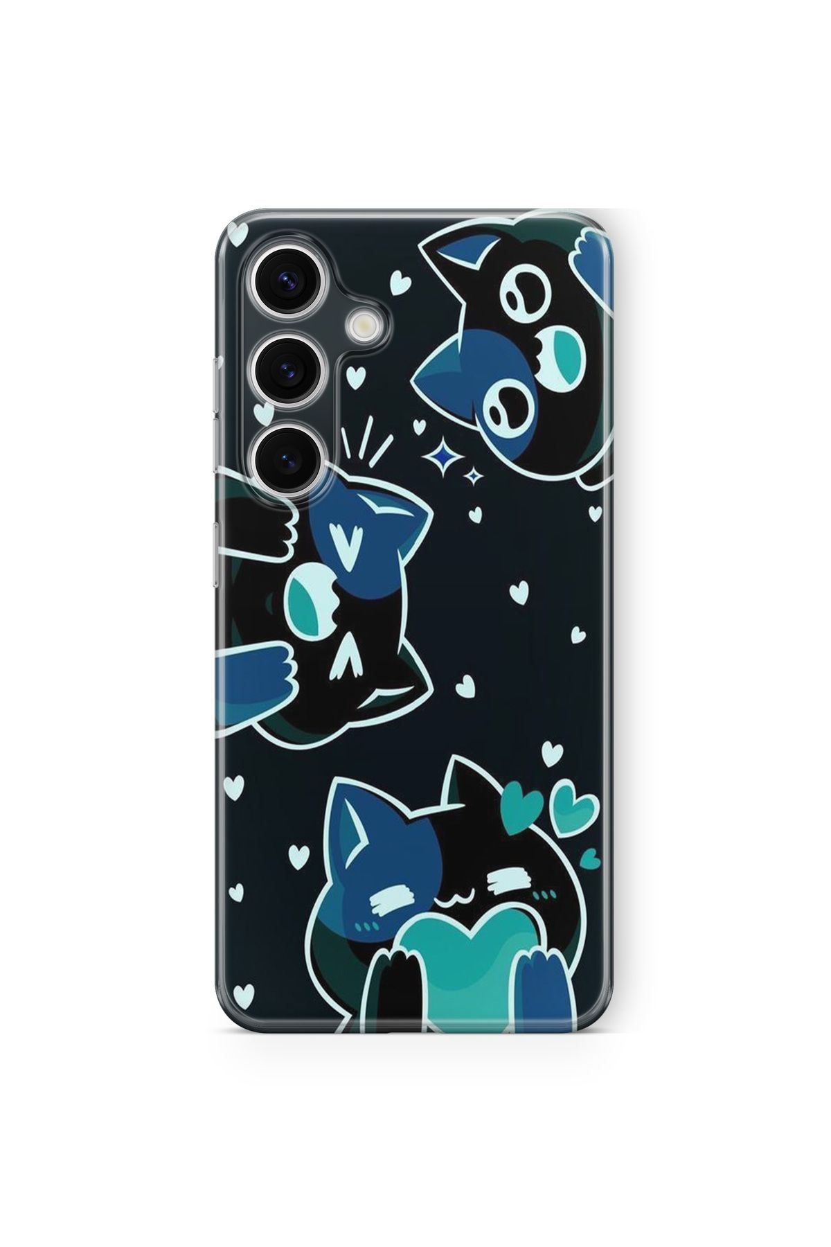 Space Star Samsung Galaxy A14 Uyumlu Şirin Kedi Tasarım Baskılı Şeffaf Kılıf