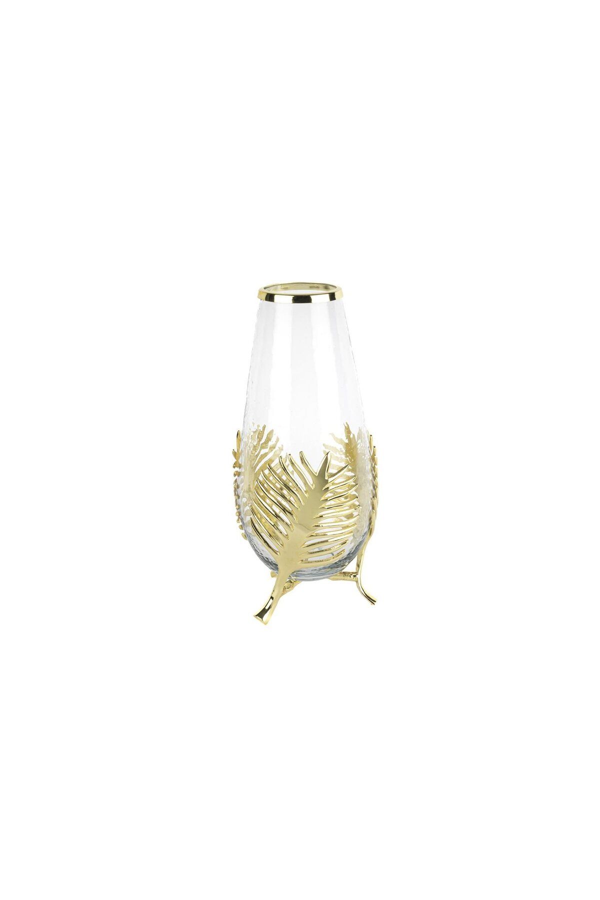 Mikasa Moor Gold Metal Yapraklı Cam Vazo 15x35cm