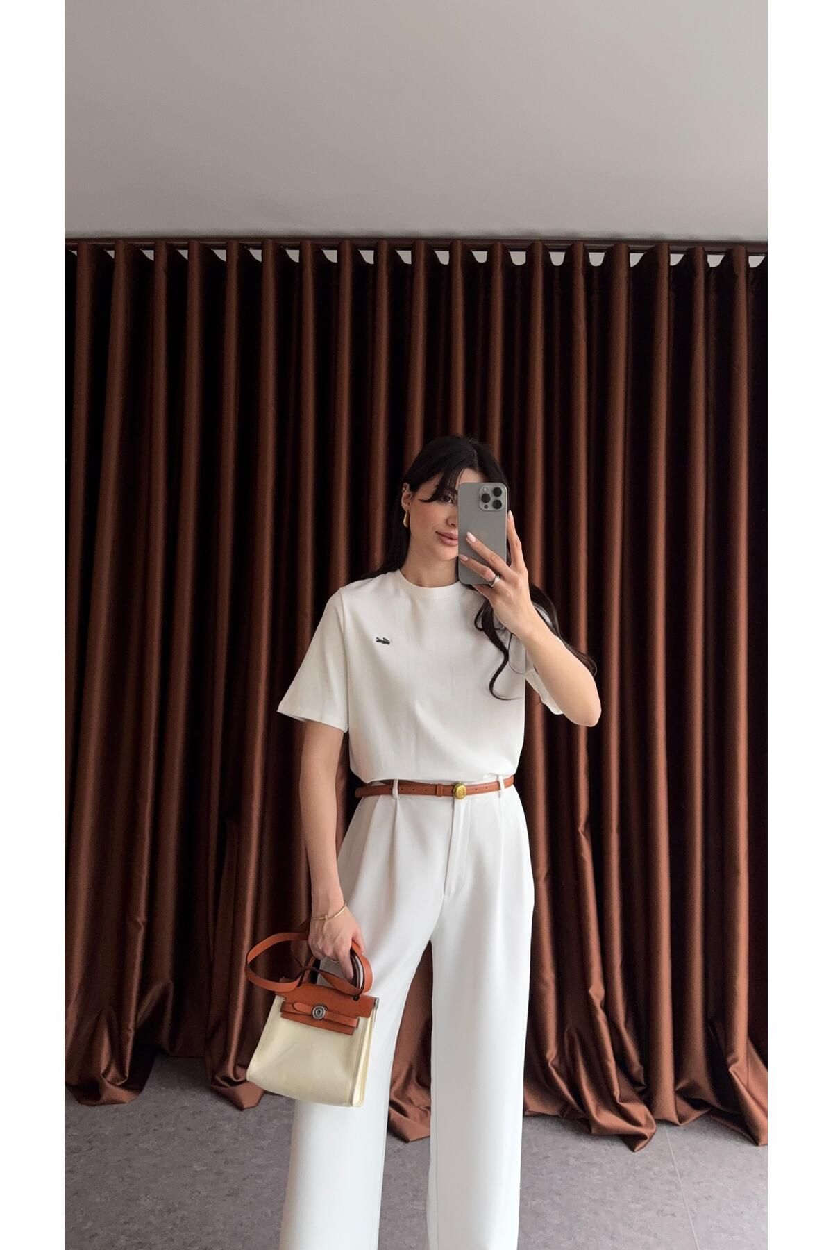 HAZELANNA Tok Doku Basic L Beyaz Tshirt