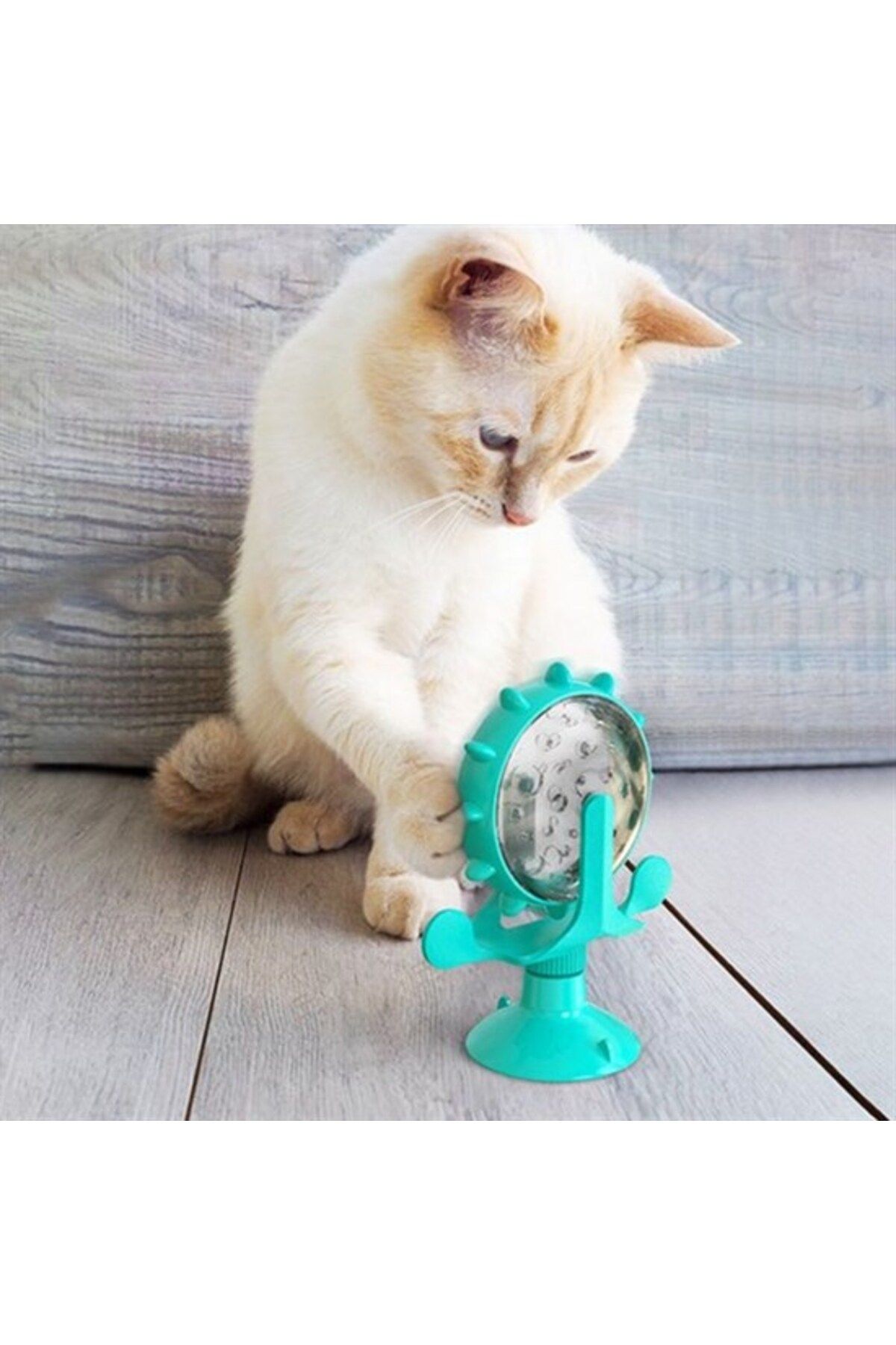 Shop58 Vantuzlu Zilli İnteraktif Dönebilen Mama Kaplı Renkli Eğlenceli Eğitici Kedi Oyuncağı (4172)