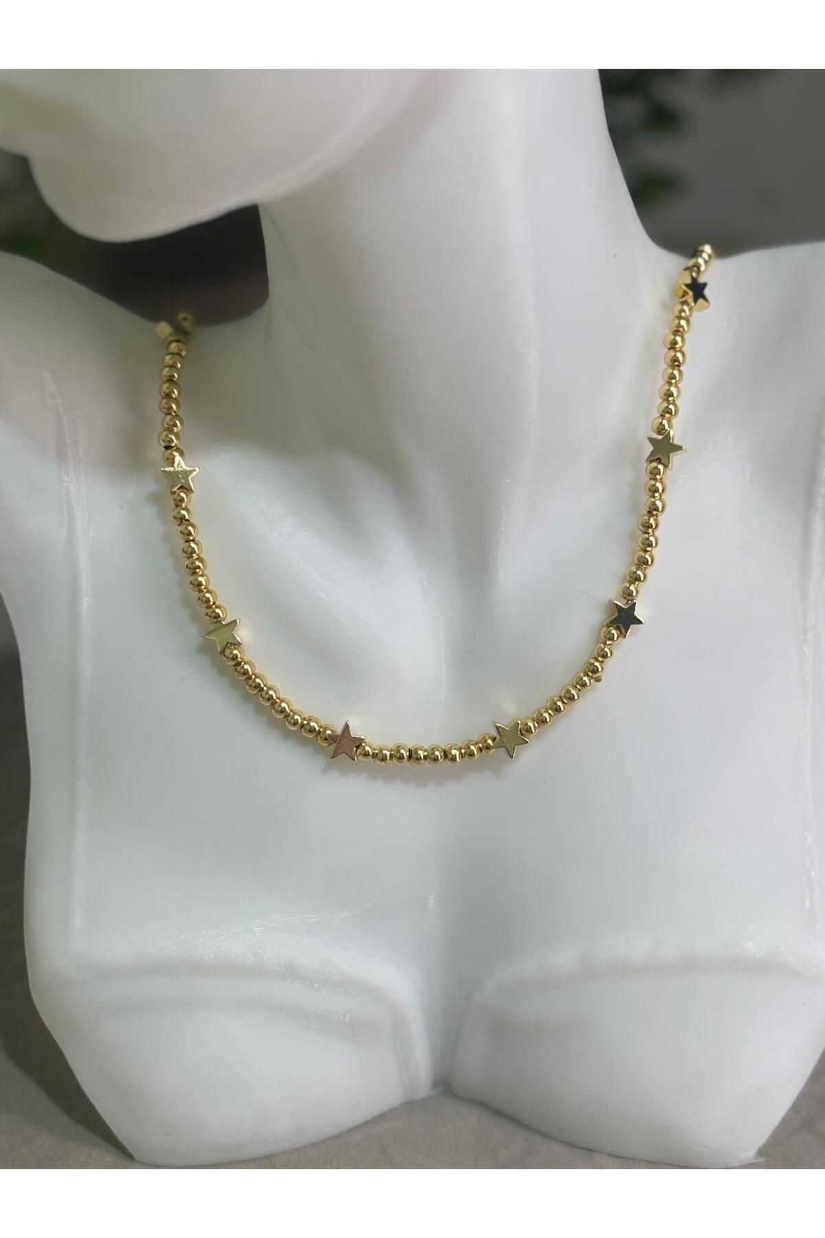 Nenya Kadın Yıldız Desenli Gold-Gümüş Renkli Çelik Kolye