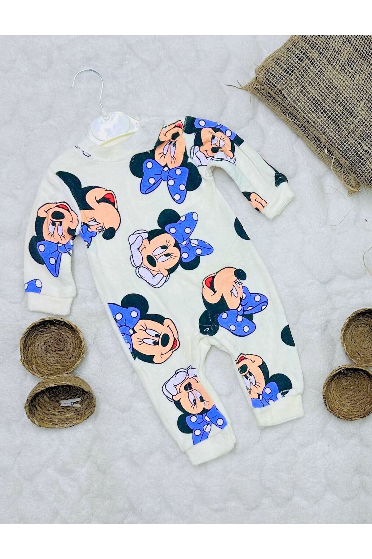 Fox Moda Baskılı Kadife Bebek Tulum