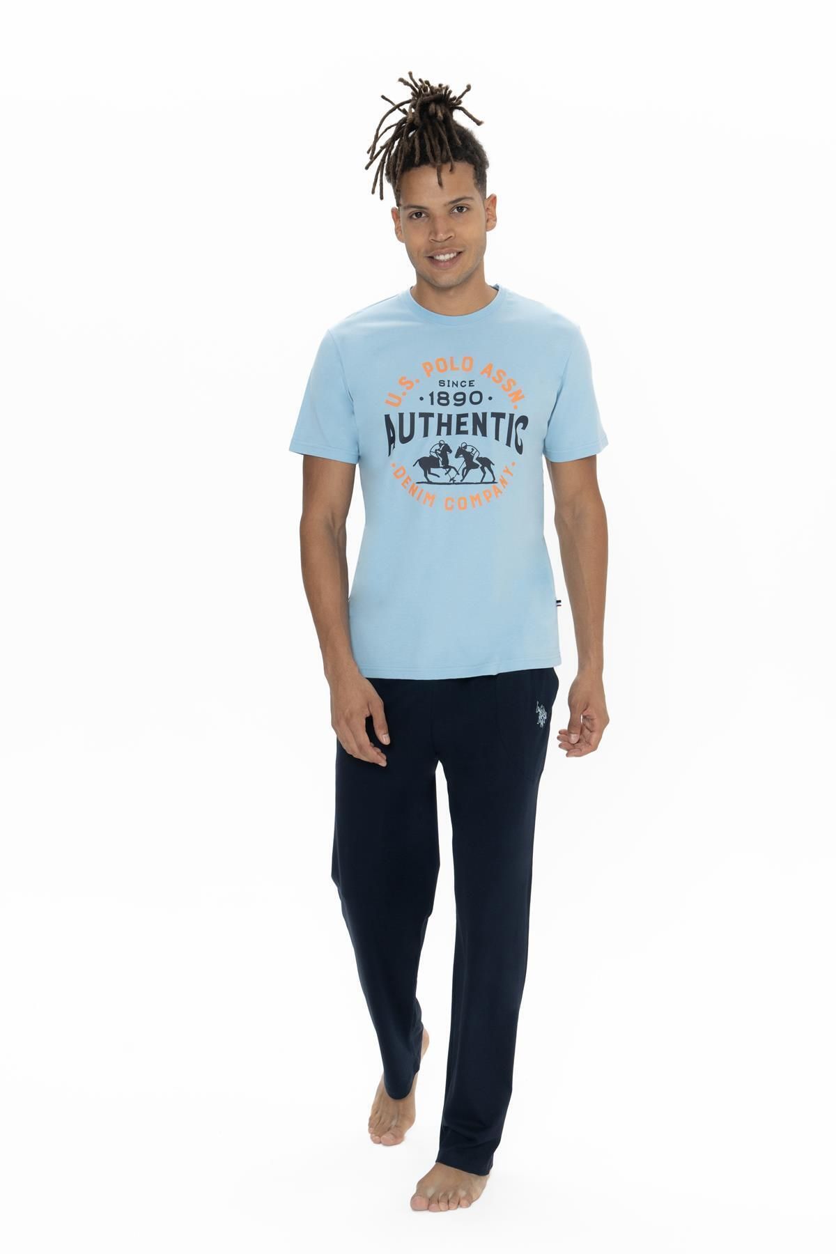 U.S. Polo Assn. U.S. Polo Erkek Cepli Kısakol Baskılı Pijama Takım, %100 Pamuklu