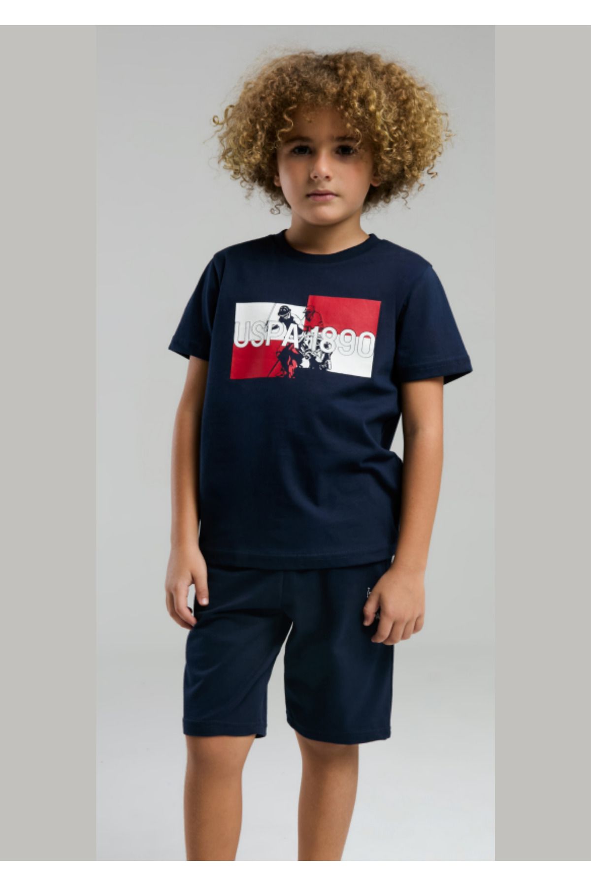 U.S. Polo Assn. US POLO Bisiklet Yaka Kısa Kollu Lisanslı %100 Pamuk Şortlu Penye Çocuk Pijama Takımı2012