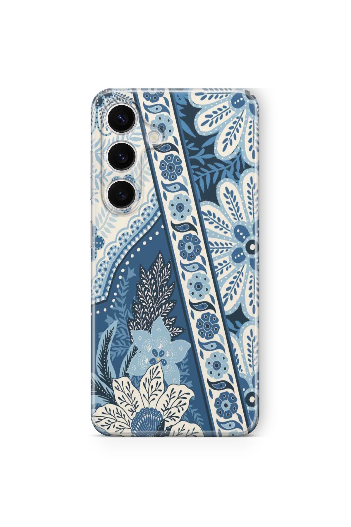 Space Star Samsung Galaxy A05S Uyumlu Blue Floral Tasarım Baskılı Şeffaf Kılıf