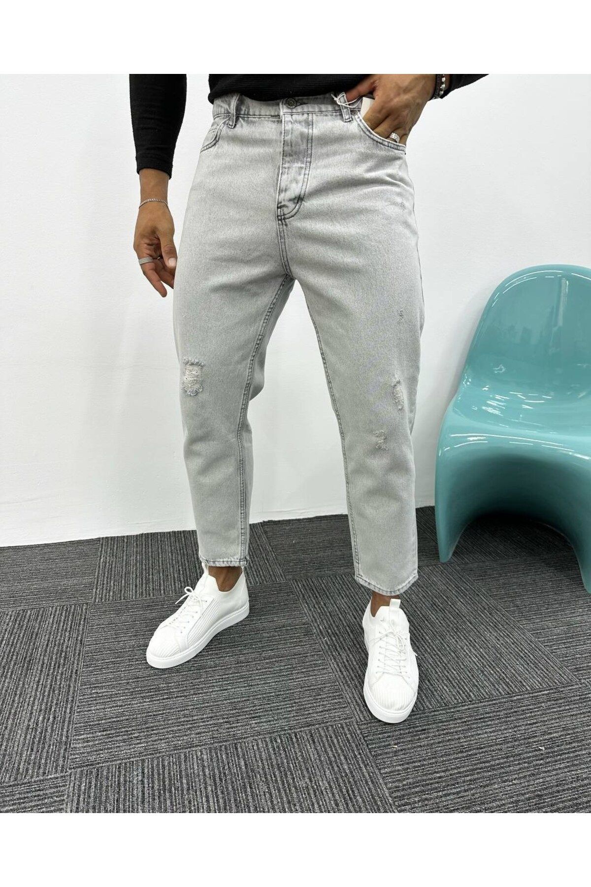 Casualmen32 Yırtık Detay Boyfriend Jean