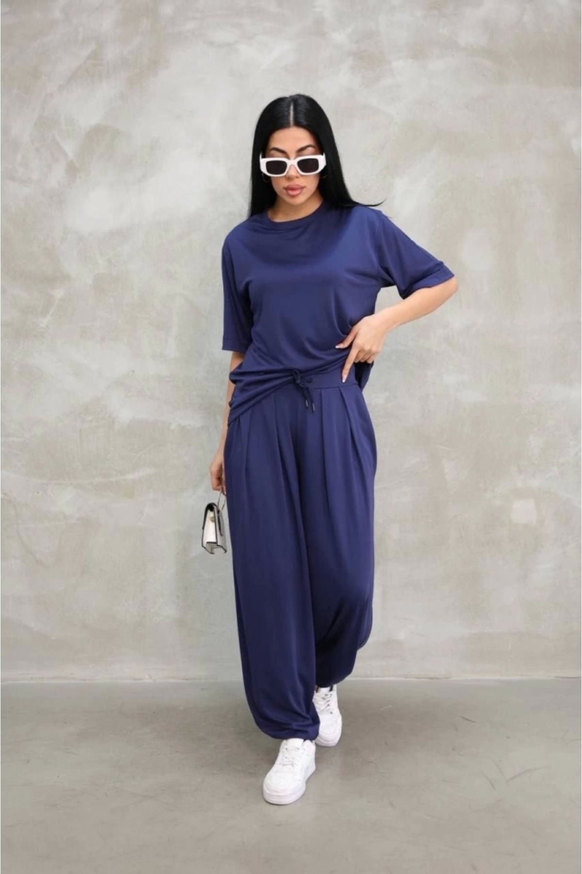 nedo7 Osy Modal Yumuşak Dokulu Kumaş Oversize Bisiklet Yaka T-shirt Jogger Eşofman Altı Eşofman Takımı