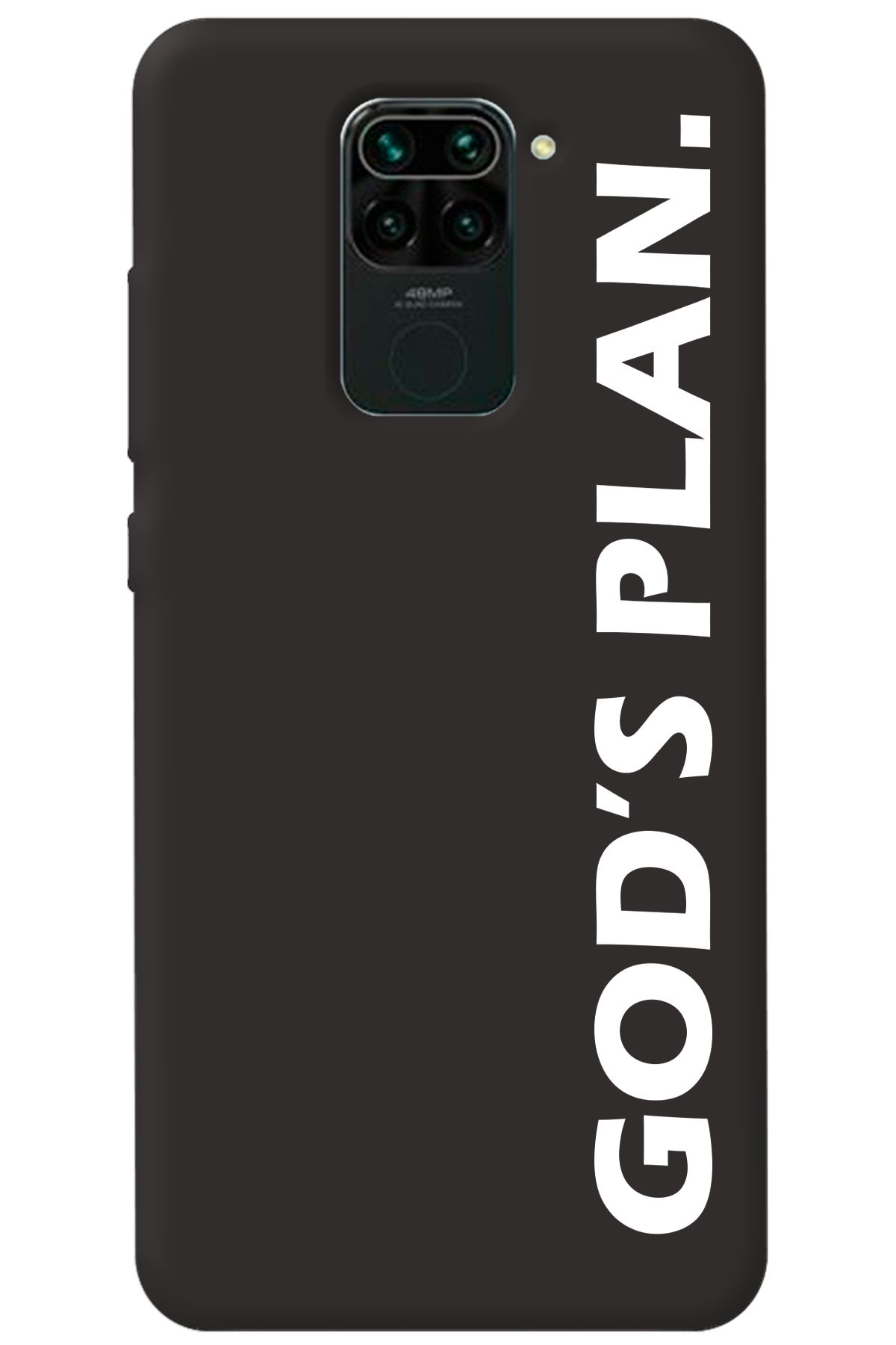 WANNA PROTECT Xiaomi Redmi Note 9 Siyah İçi Kadife God's Plan Desenli Silikon Telefon Kılıfı