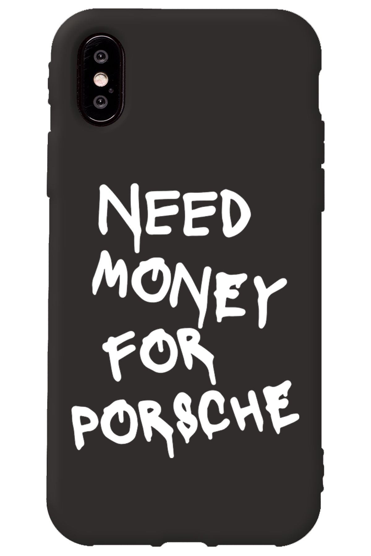 WANNA PROTECT iPhone XS Siyah İçi Kadife Need Money Desenli Silikon Telefon Kılıfı