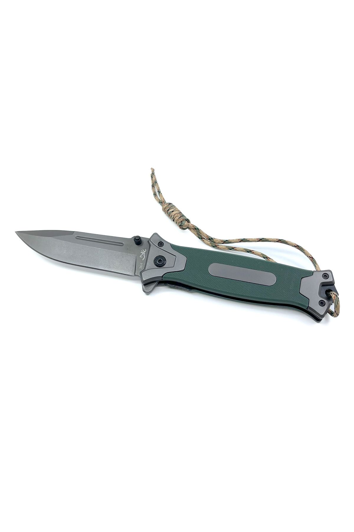 Bıyıklı Tobacco Flipper Mekanizmalı Paracord İpli Avcı Bıçağı - Haki