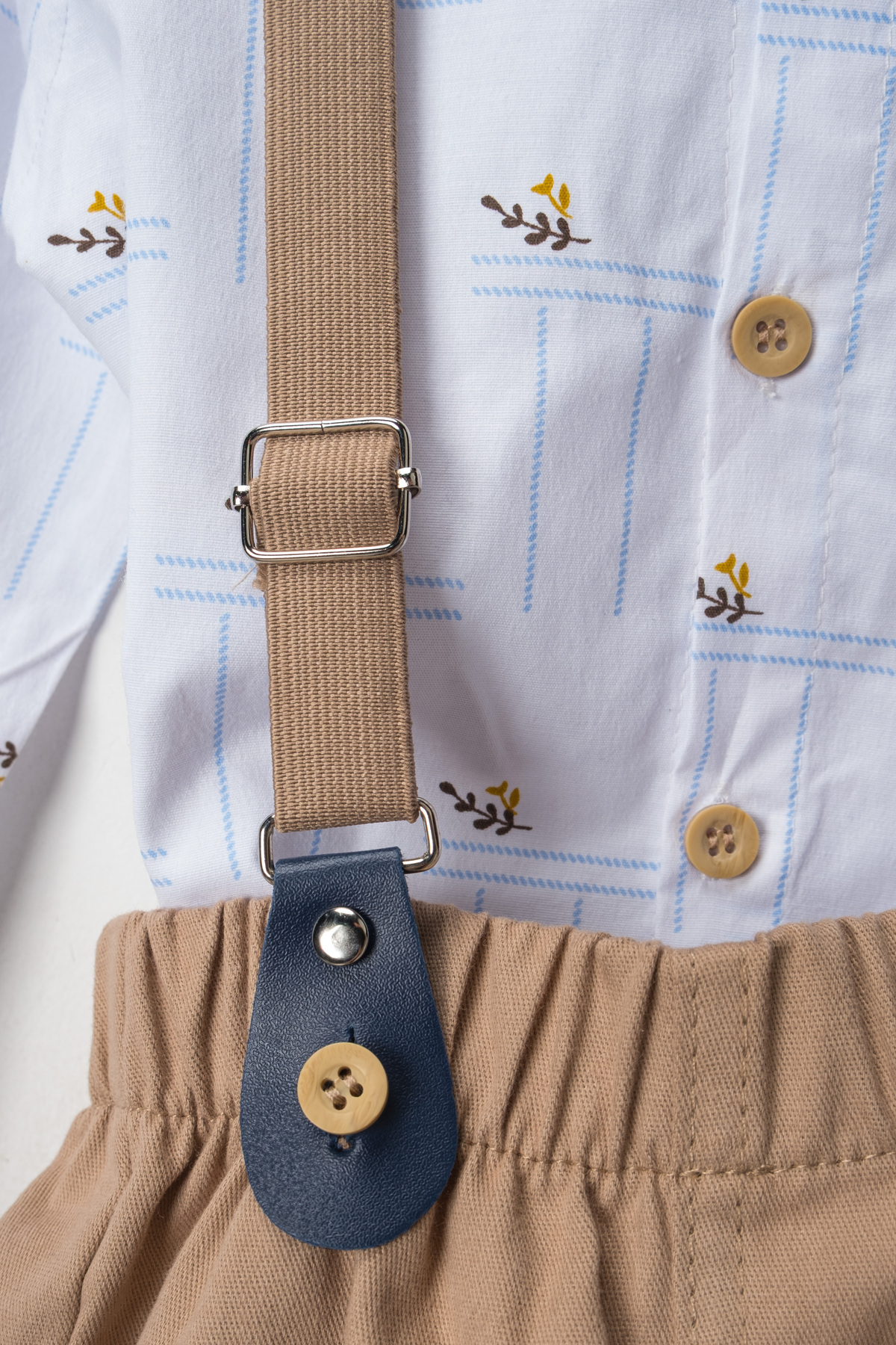 tinytrends Edin Erkek Bebek Desenli Zıbın Gömlek Pantolon Salopet Takım Elbise Bayramlık fotoğrafı 2 (önizleme)