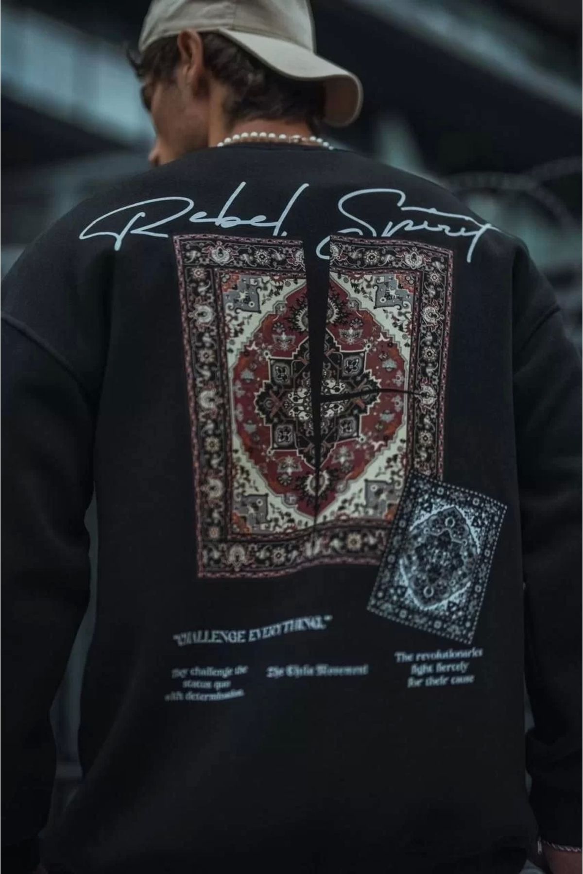CVS Uzun Kol Bisiklet Yaka Baskılı SweatShirt - Siyah