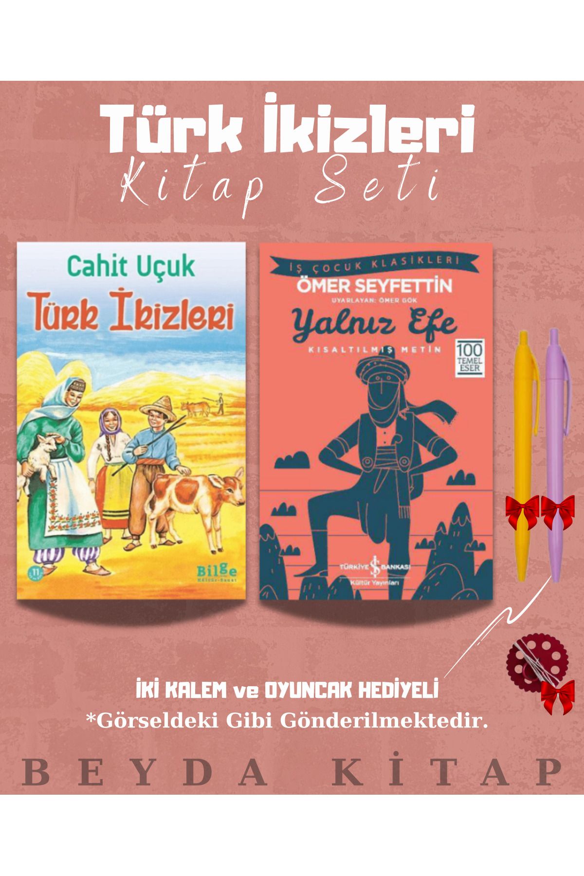 Bilge Kültür Sanat Türk İkizleri - Yalnız Efe - Cahit Uçuk - Kitap Seti - Kalem ve Oyuncak Hediyeli