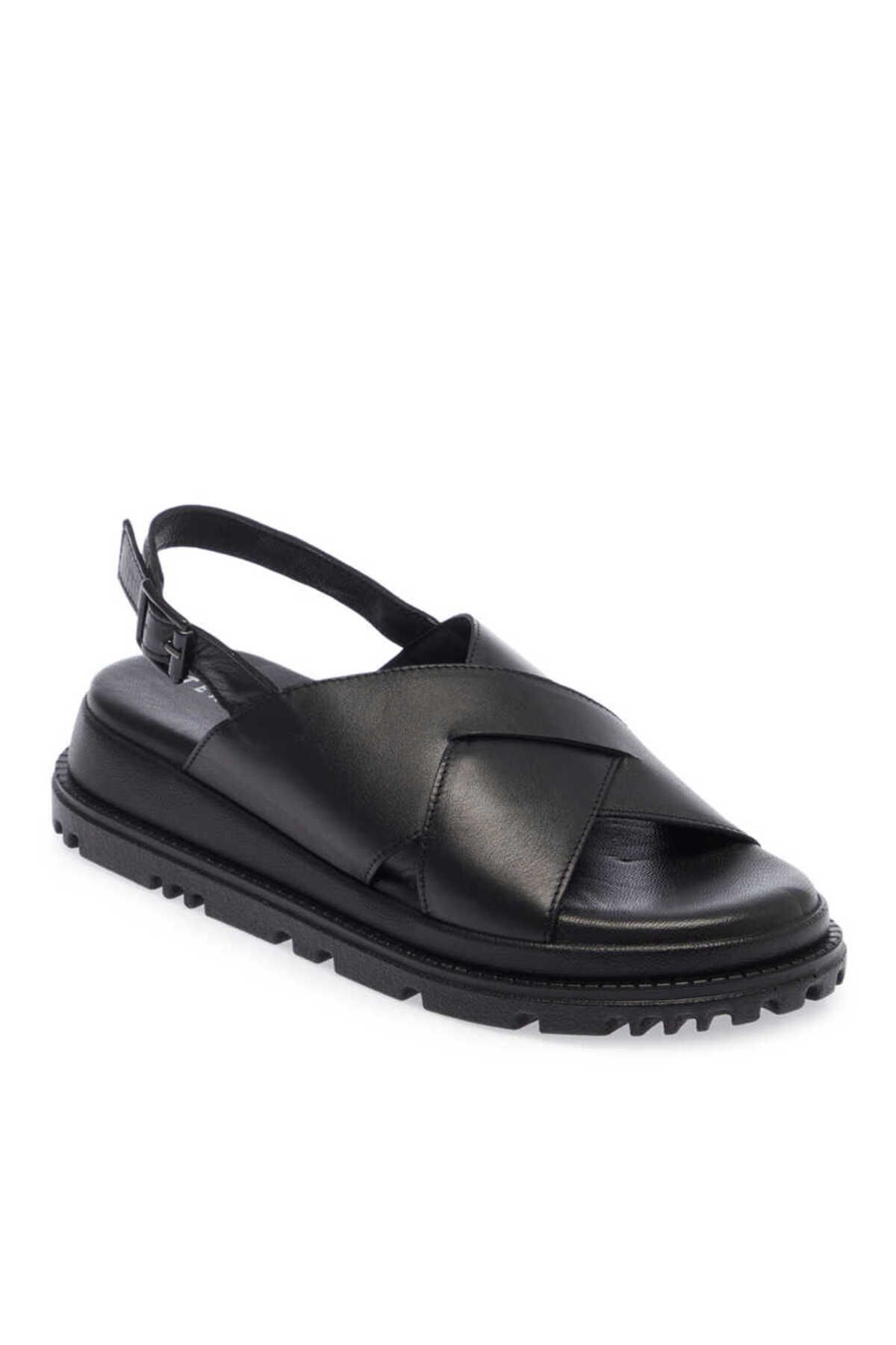 Tergan Siyah Hakiki Deri Kadın Sandalet - K24Y1SN67140-A23