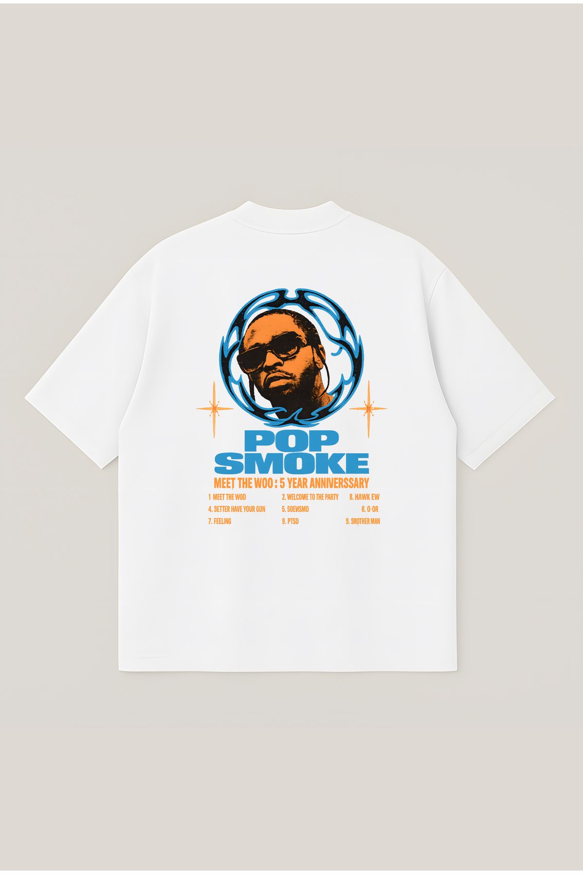 Moon Dancer Pop Smoke Unisex Oversize Baskılı Boxy Fit Kalın Kumaşlı T-shirt