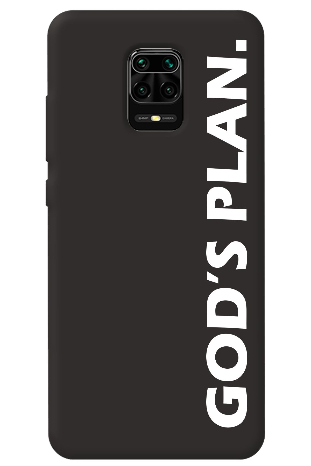 WANNA PROTECT Xiaomi Redmi Note 9S Siyah İçi Kadife God's Plan Desenli Silikon Telefon Kılıfı
