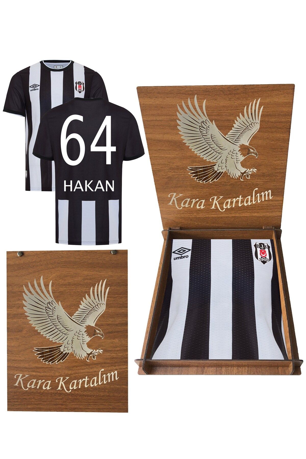 Beşiktaş Beşiktaş Orijinal Kişiye Özel İsim ve Numara Baskılı Hediyelik Ahşap Kutulu Çubuklu Forma