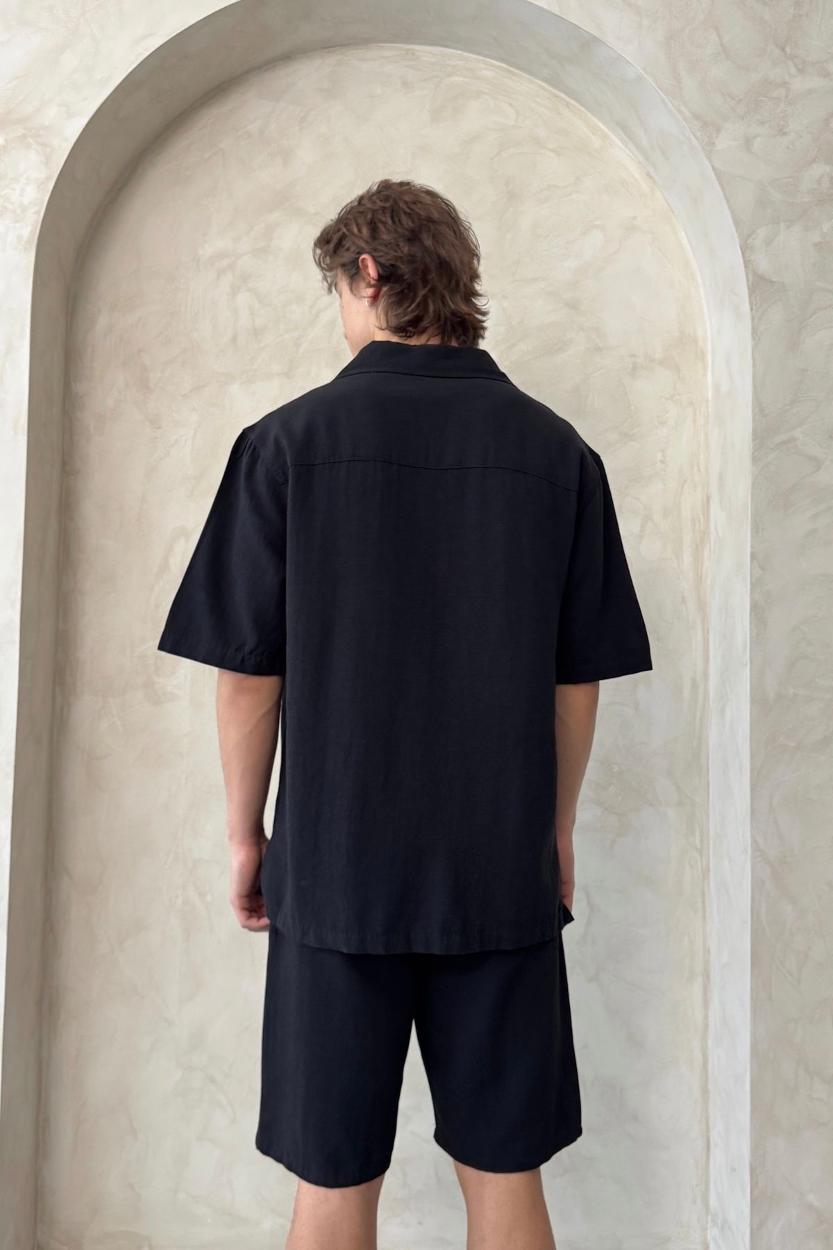 HYMAN-Men's Oversize Linen Shirt Shorts Set 8