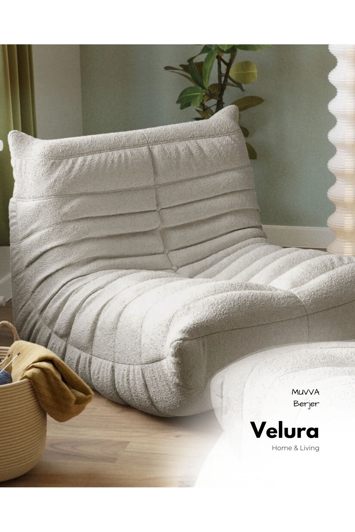 Velura Home & Living Muvva Berjer & Pofuduk Relax Koltuk & Armut Tekli Koltuk - Kırık Beyaz