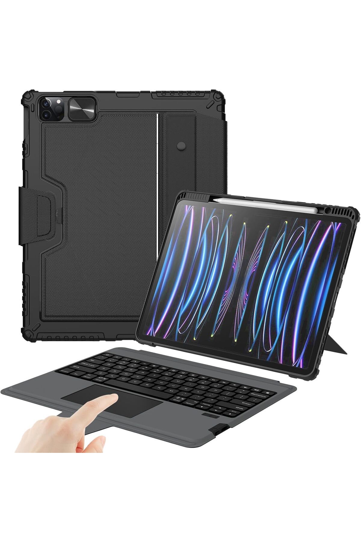 DERİK Derik iPad Air 13" (M3 2025/M2 2024), iPad Pro 12.9" (6./5./4. /3. Nesil) Sağlam Kılıf Çıkarıl
