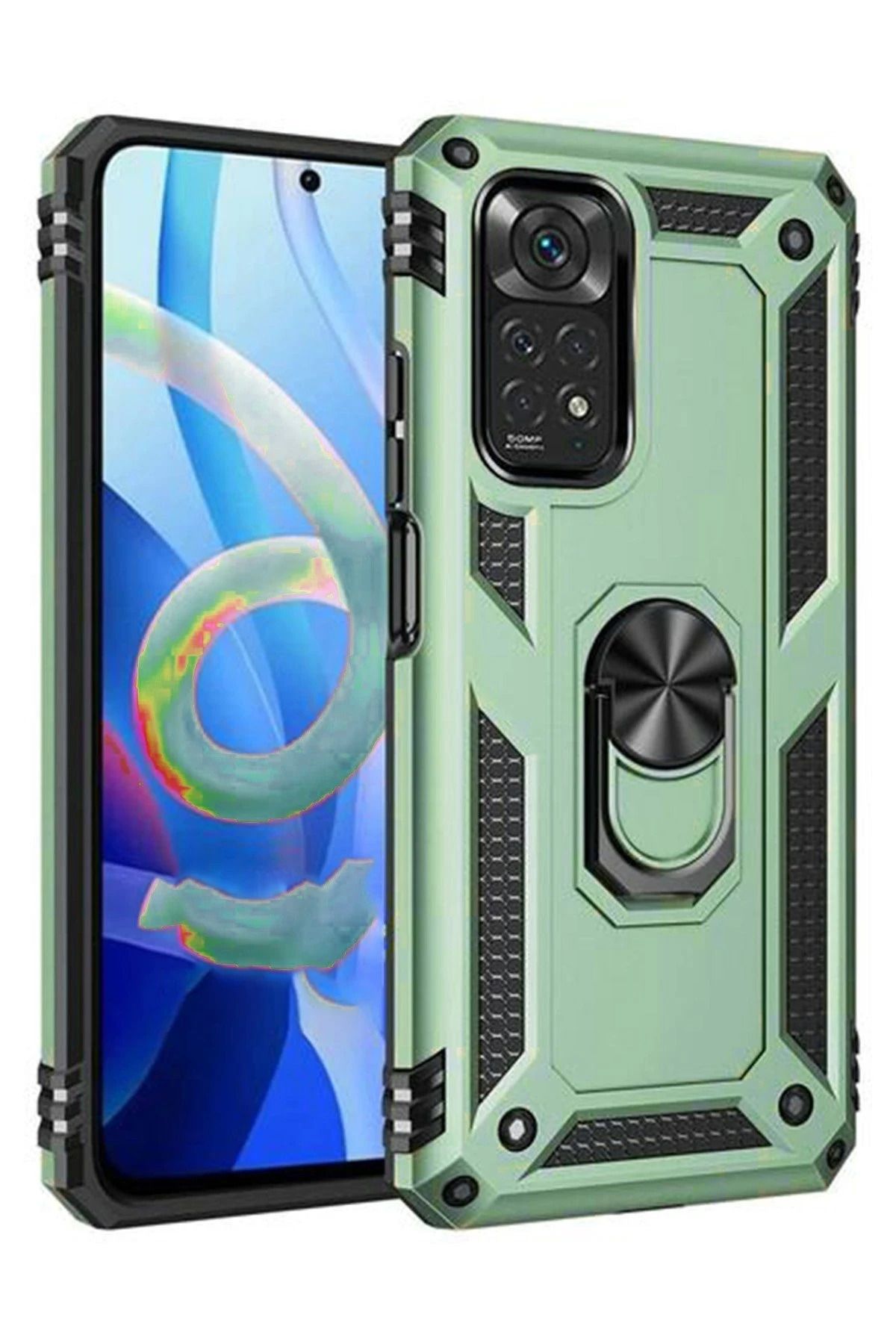 NewFace Xiaomi Redmi Note 11 Pro Kılıf Sofya Yüzüklü Silikon Kapak - Yeşil SVLRS