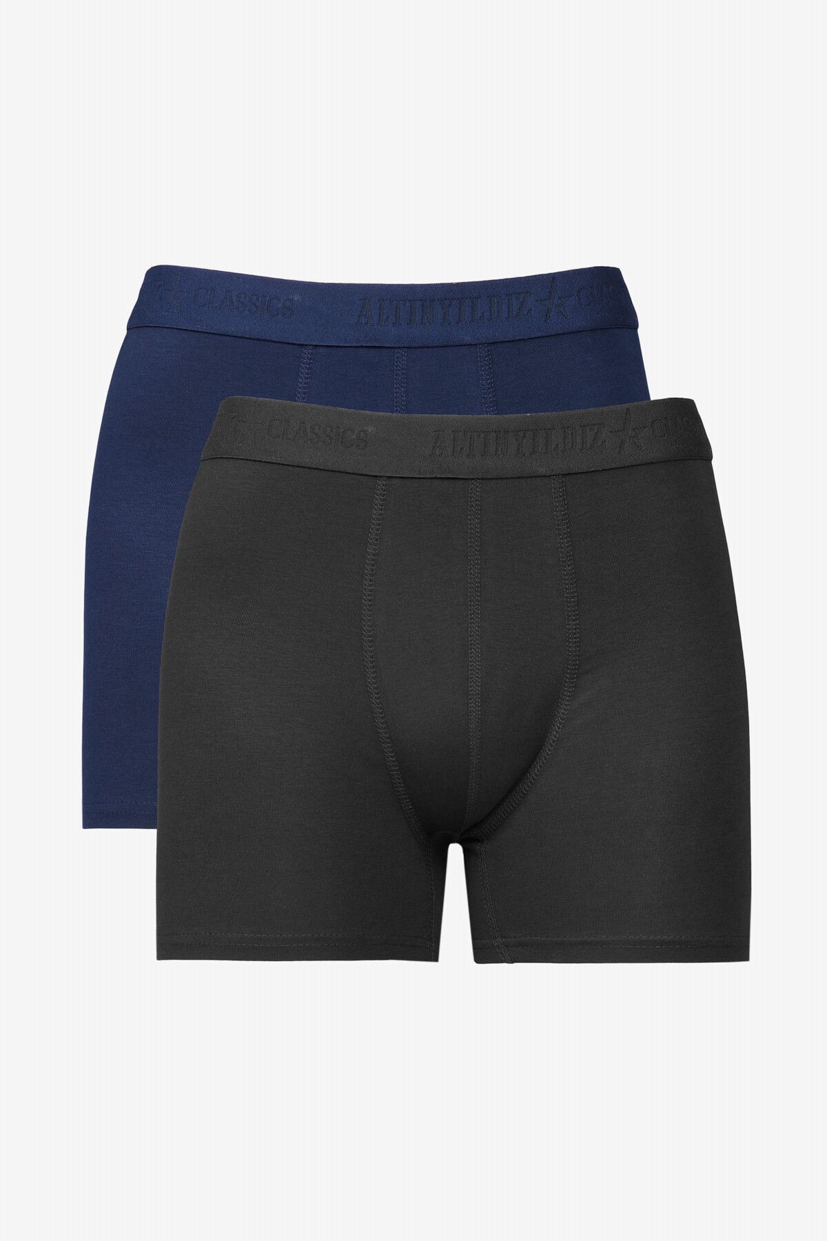 ALTINYILDIZ CLASSICS Erkek Siyah-Lacivert Pamuklu 2'li Paket Esnek Boxer