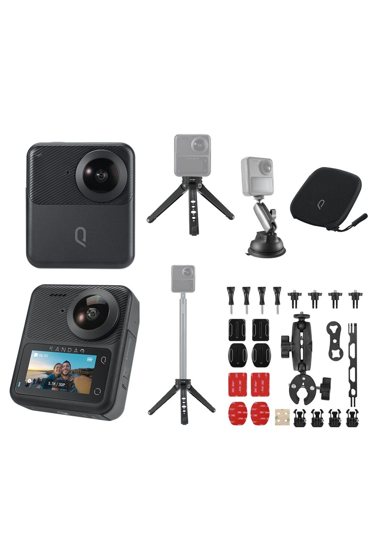 Kandao QooCam 3 Motosiklet Aksiyon 360 Derece Kamera Set