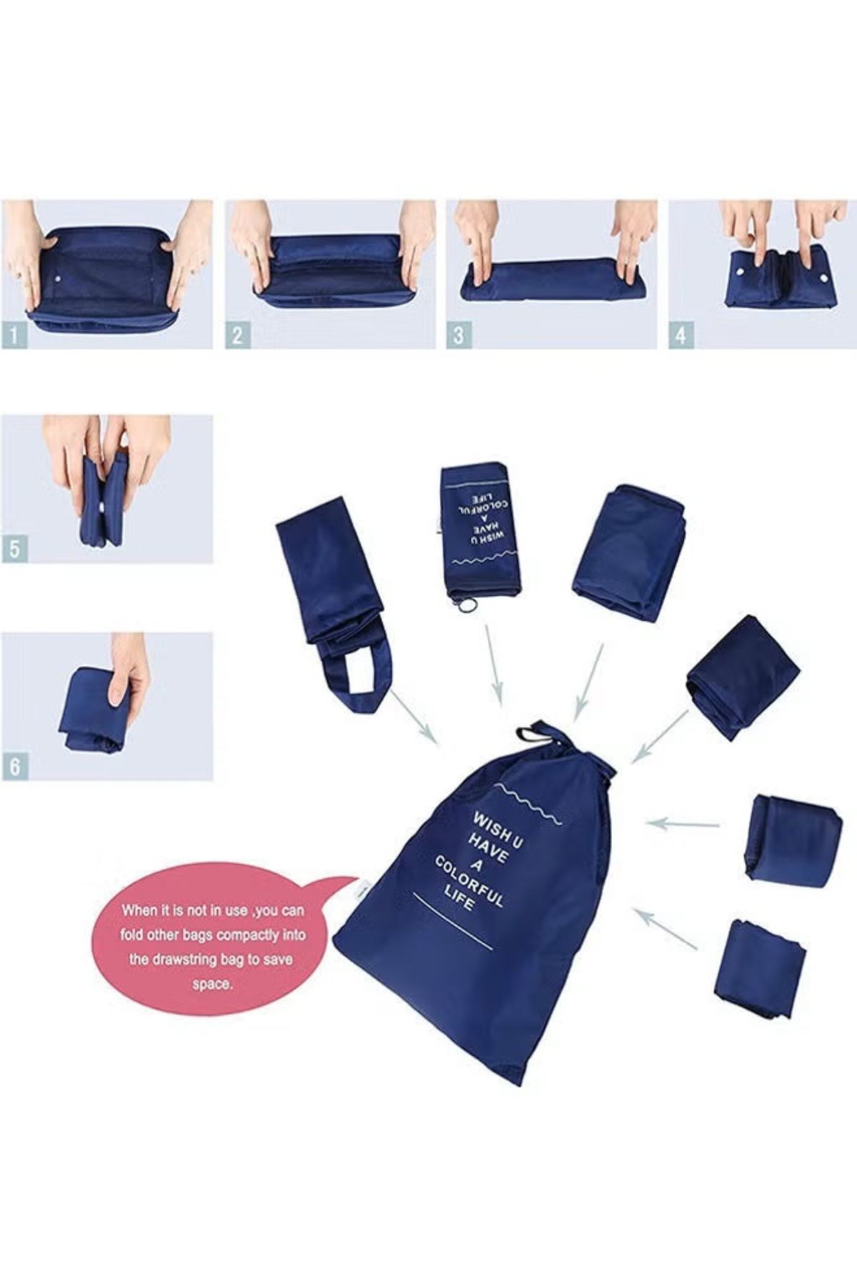 Generic-7-piece Storage Bag Net Visual Waterproof Polyester Fabric Cube Travel Suit 2