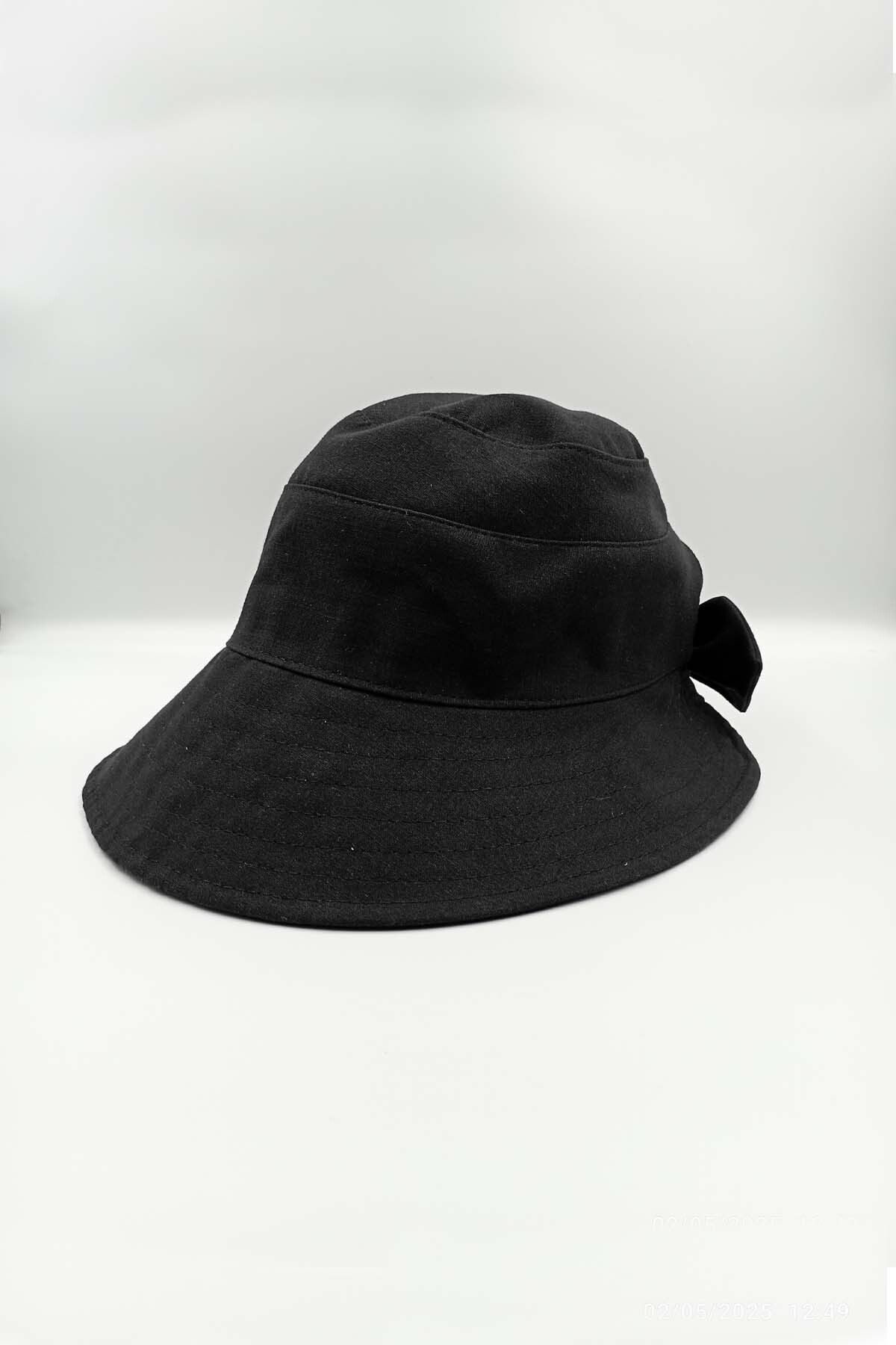 MYZİ STORE Fiyonk Detaylı Bucket Kadın Vizör Şapka (BEDEN AYARLI)