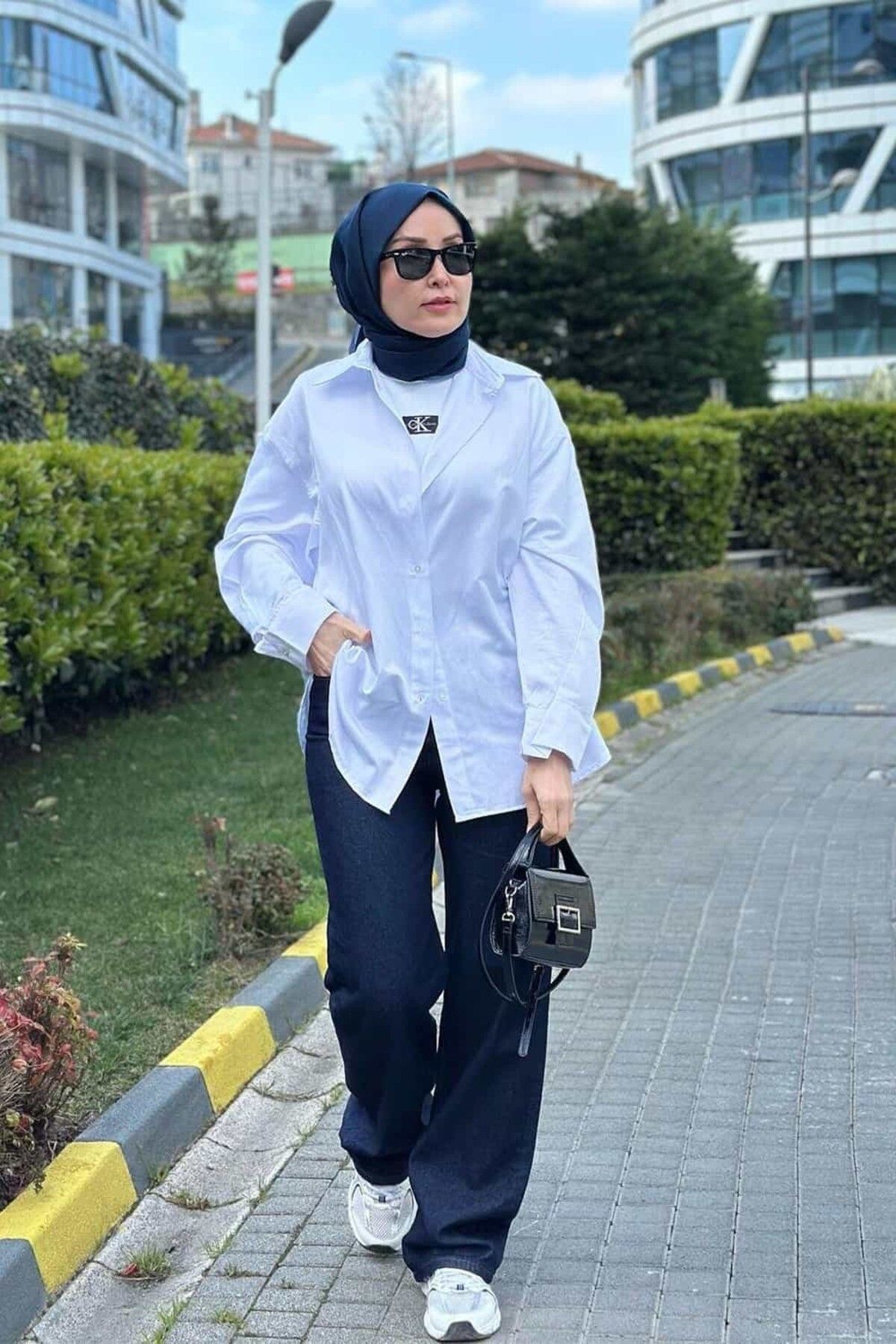 ByBensu Wide Leg Jean Lacivert