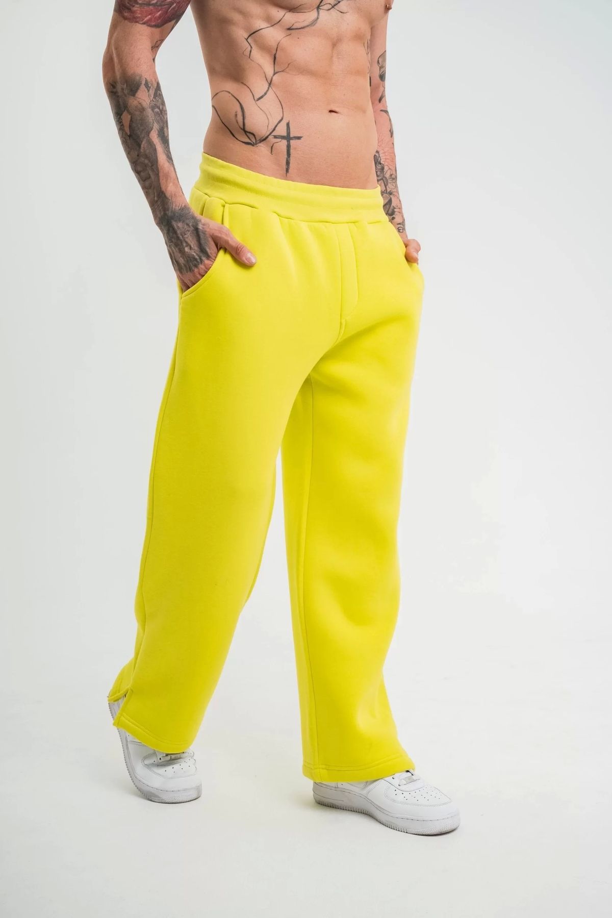 CVS Unisex Boru Paça Baggy Eşofman Pantolon - Sari