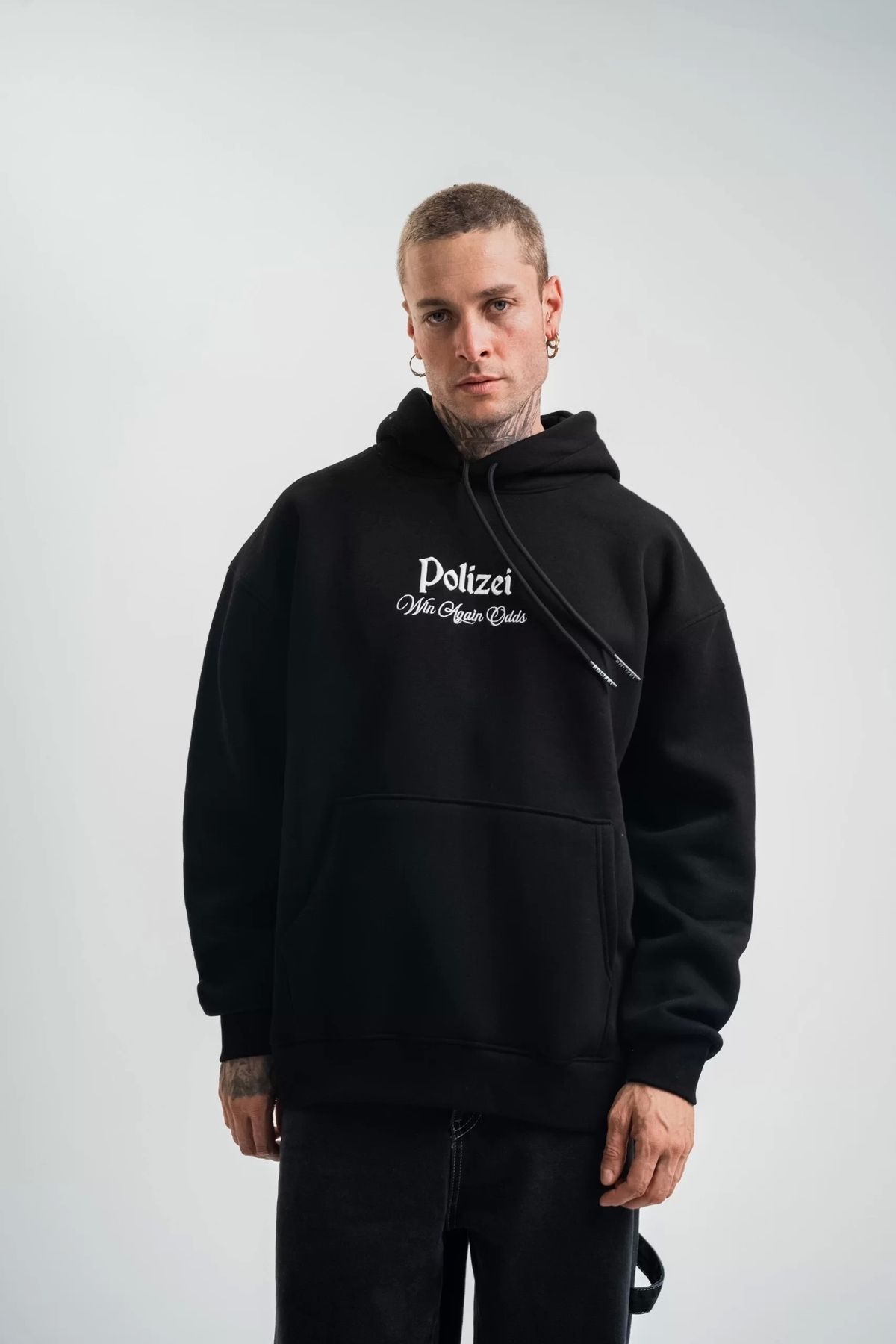 CVS Üç İplik Kapşonlu Dijital Patchli SweatShirt - Siyah