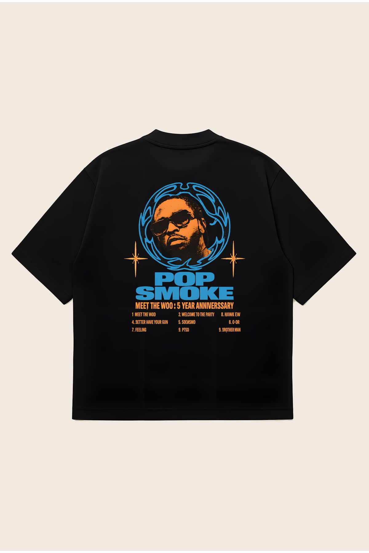 Moon Dancer Pop Smoke Unisex Oversize Baskılı Boxy Fit Kalın Kumaşlı T-shirt